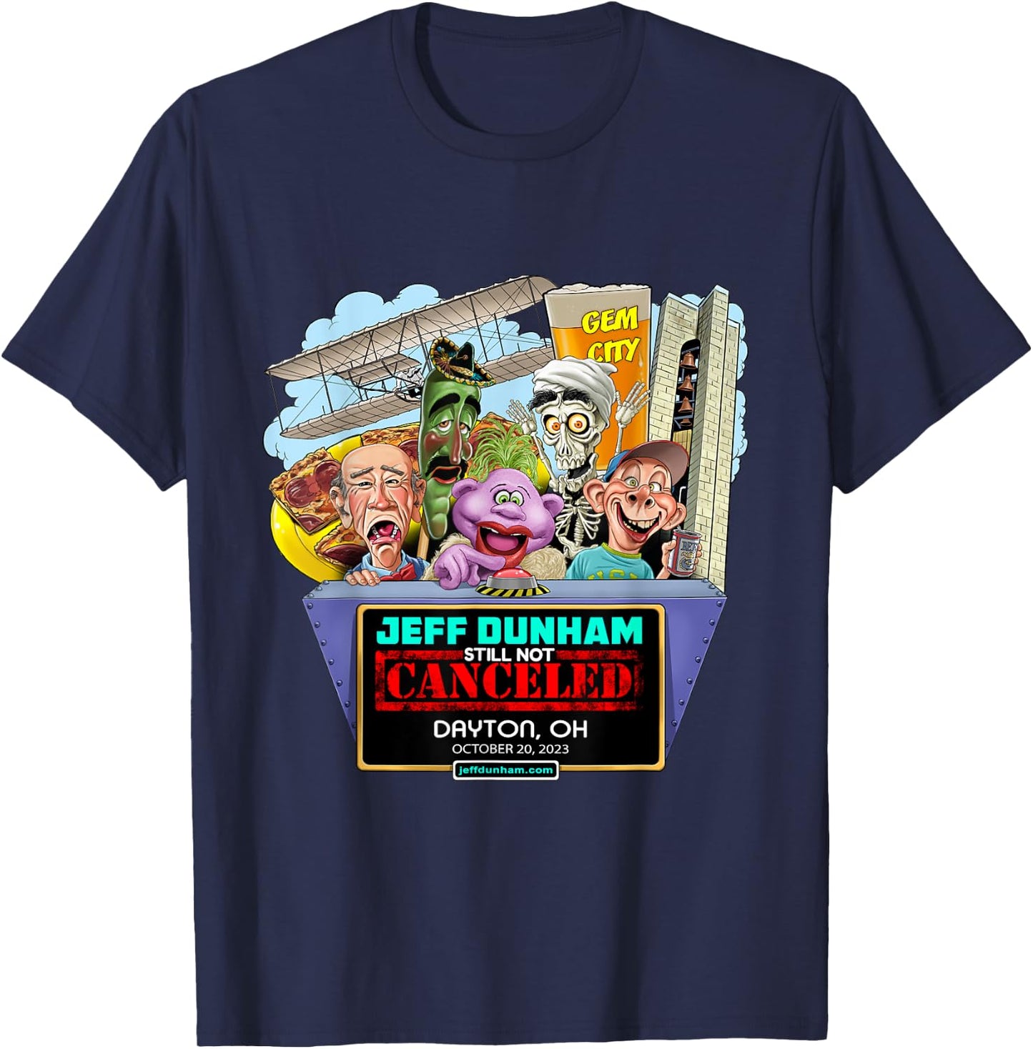 Jeff Dunham Dayton, OH (2023) T-Shirt - T-Shirt | Navy