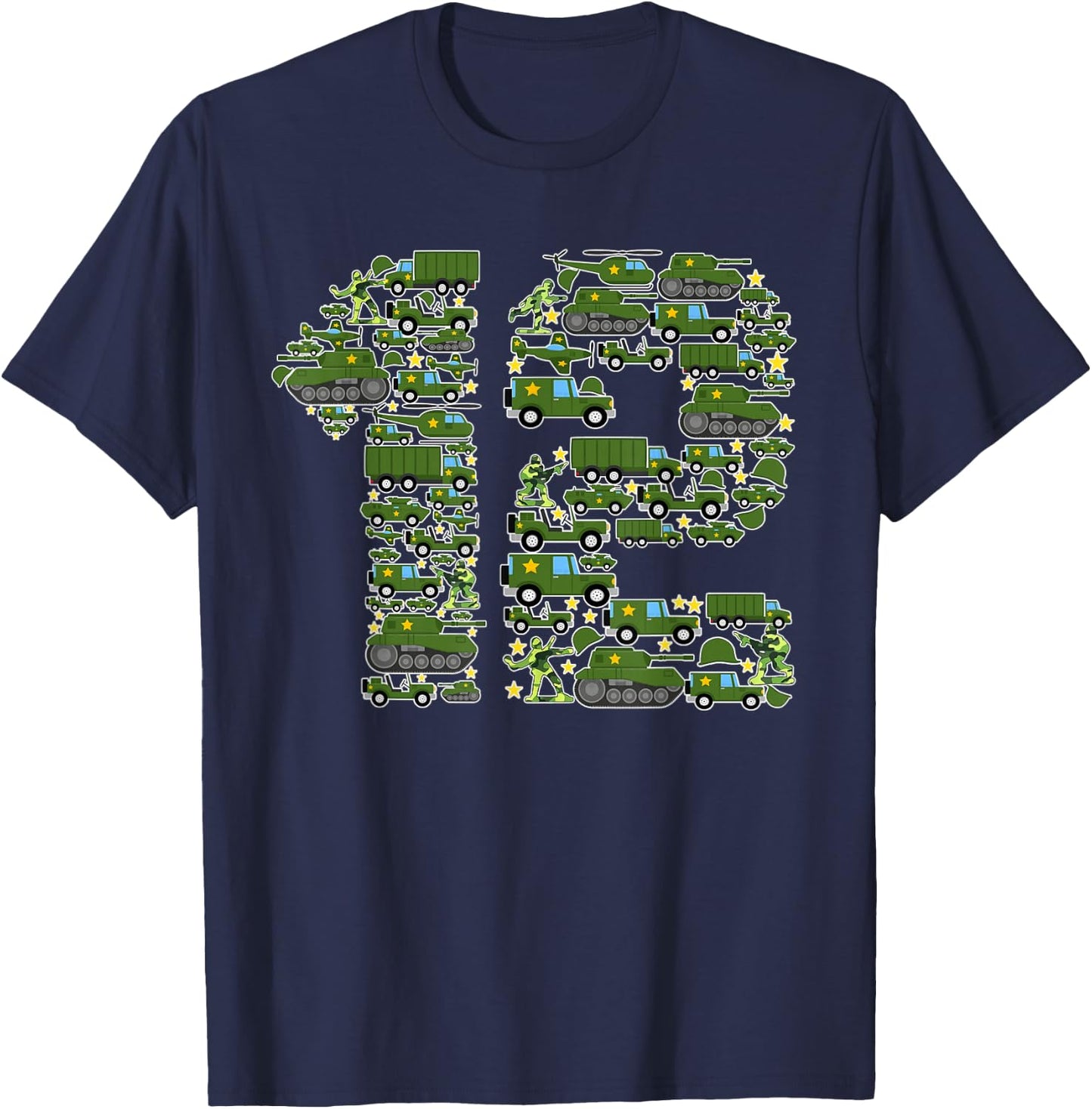 12th Birthday Shirt Boy Soldier 12 Year Old Military Themed T-Shirt - T-Shirt | Navy