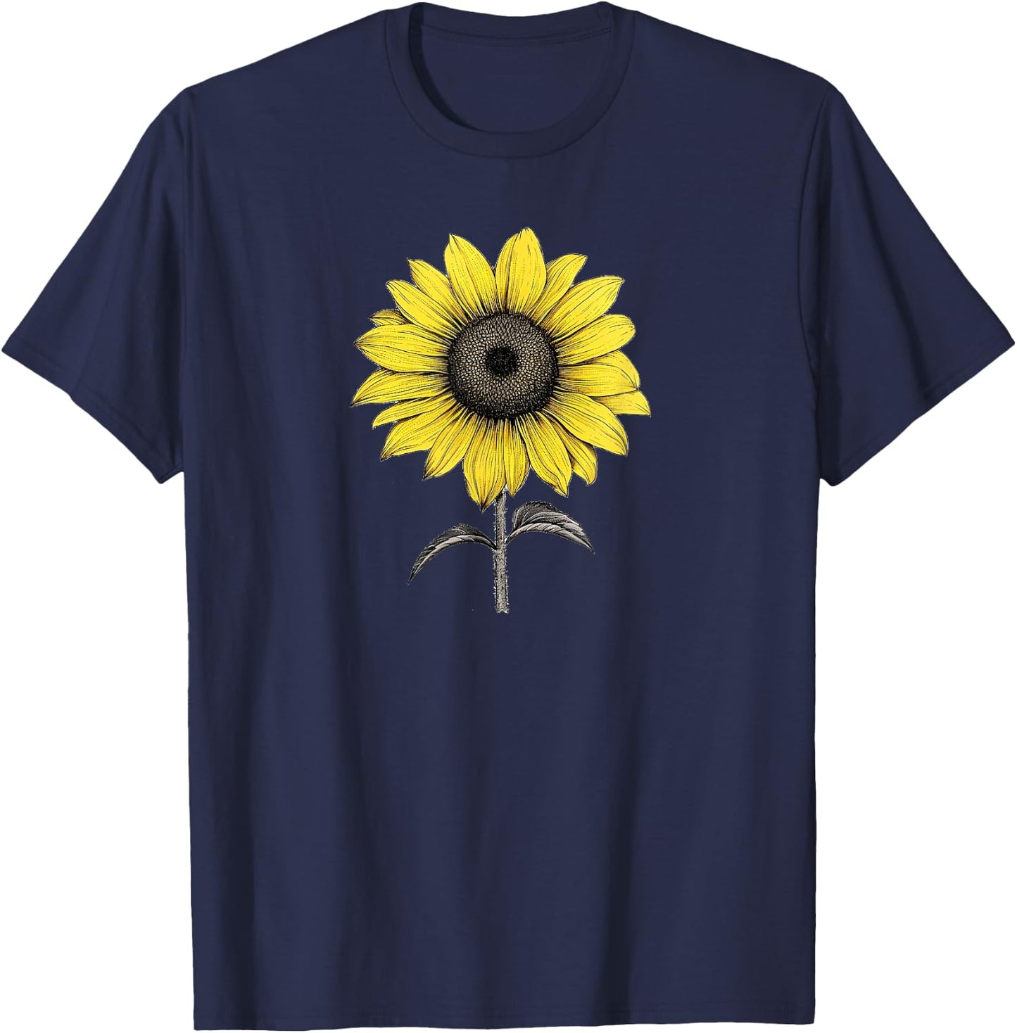 Sunflower, Minimal, Color, Love, Funny, Flower, Fashion T-Shirt - T-Shirt | Navy