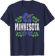 Minnesota Flowers Distressed Color Print T-Shirt - T-Shirt | Navy
