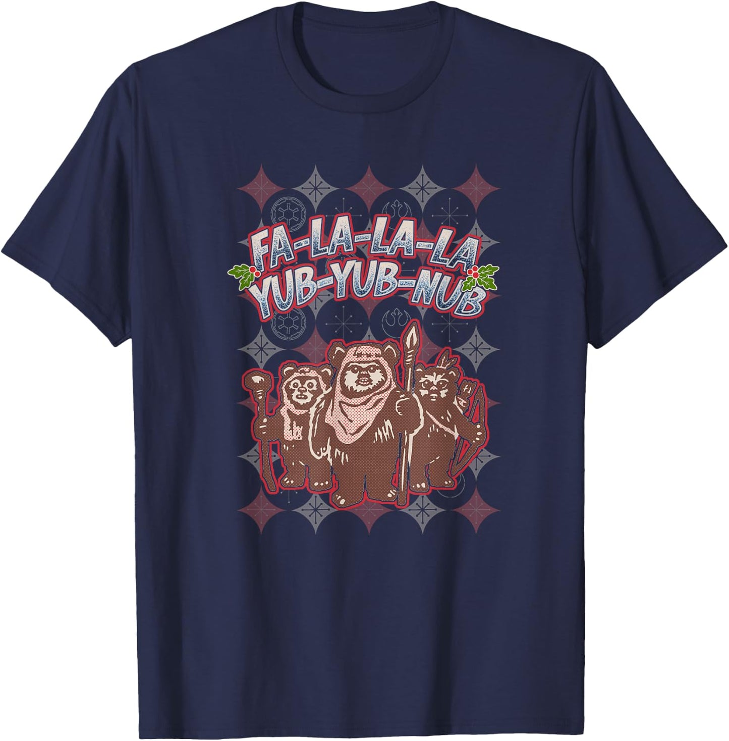 Star Wars Christmas Ewoks Fa La La Holiday Sweater T-Shirt - T-Shirt | Navy
