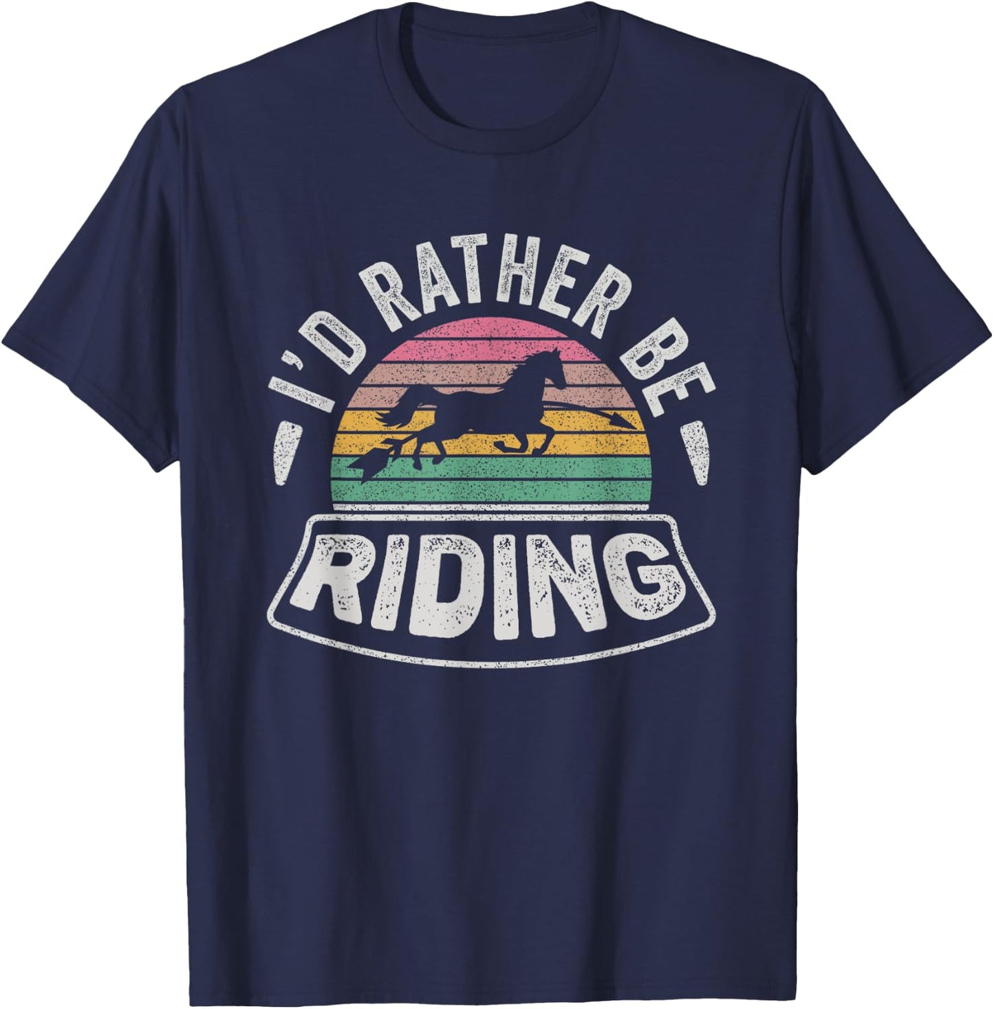 Horse Rider Retro I'd Rather Be Riding Horse Girl Kid Gift T-Shirt - T-Shirt | Navy