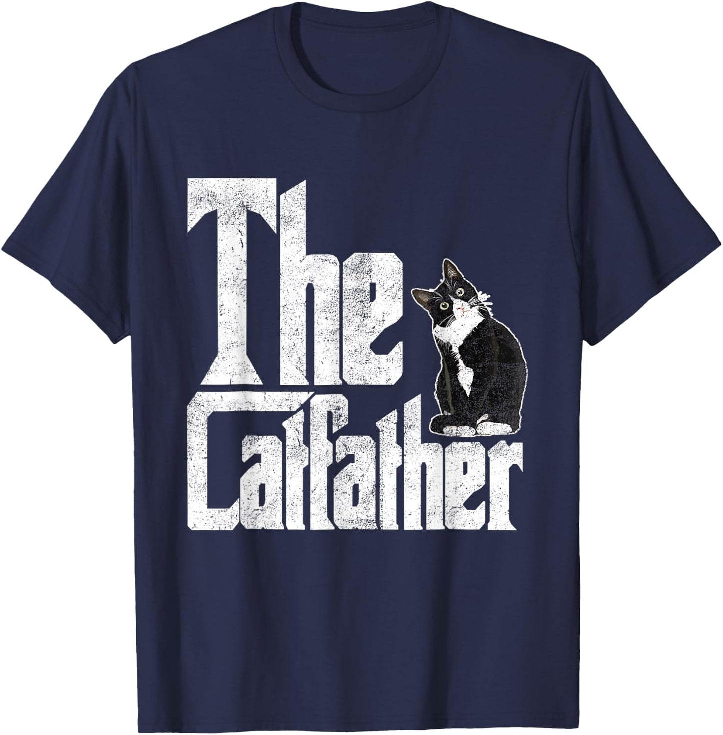 The Catfather Cat Father Mafia Funny Parody Fathers Day T-Shirt - T-Shirt | Navy