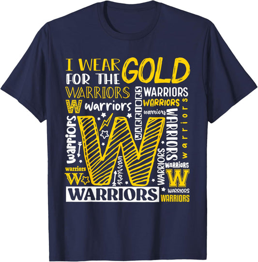 I Wear Gold For The Warriors Childhood Cancer Awareness T-Shirt - T-Shirt | Navy