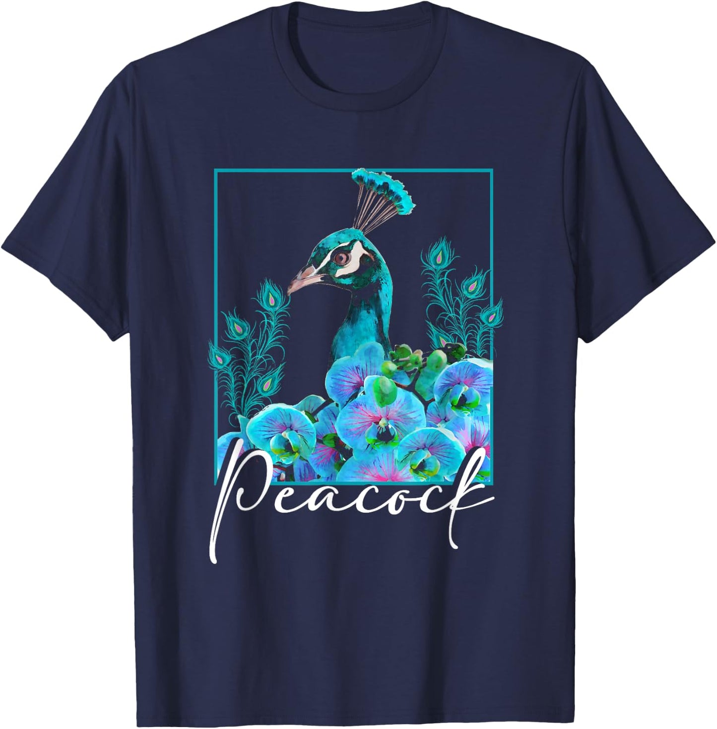 Beautiful Peacock | Bird Lover | Peacock Feathers T-Shirt - T-Shirt | Navy