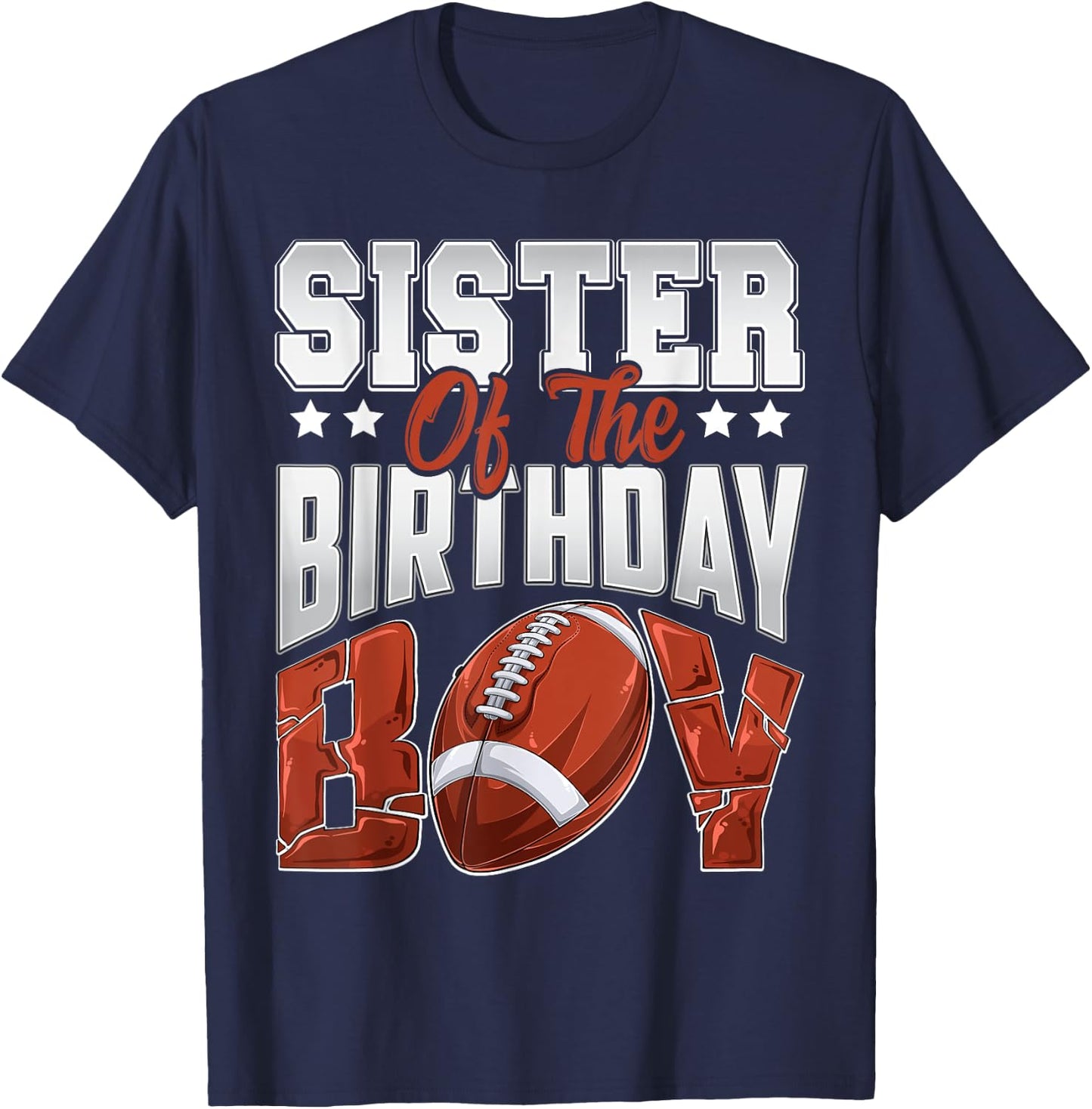 Sister Football birthday Boy Family Baller b-day Party T-Shirt - T-Shirt | Navy