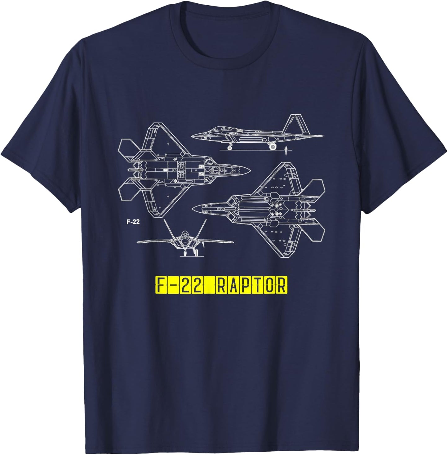 F-22 Raptor Fighter Aircraft Air Force Blueprint Design T-Shirt - T-Shirt | Navy