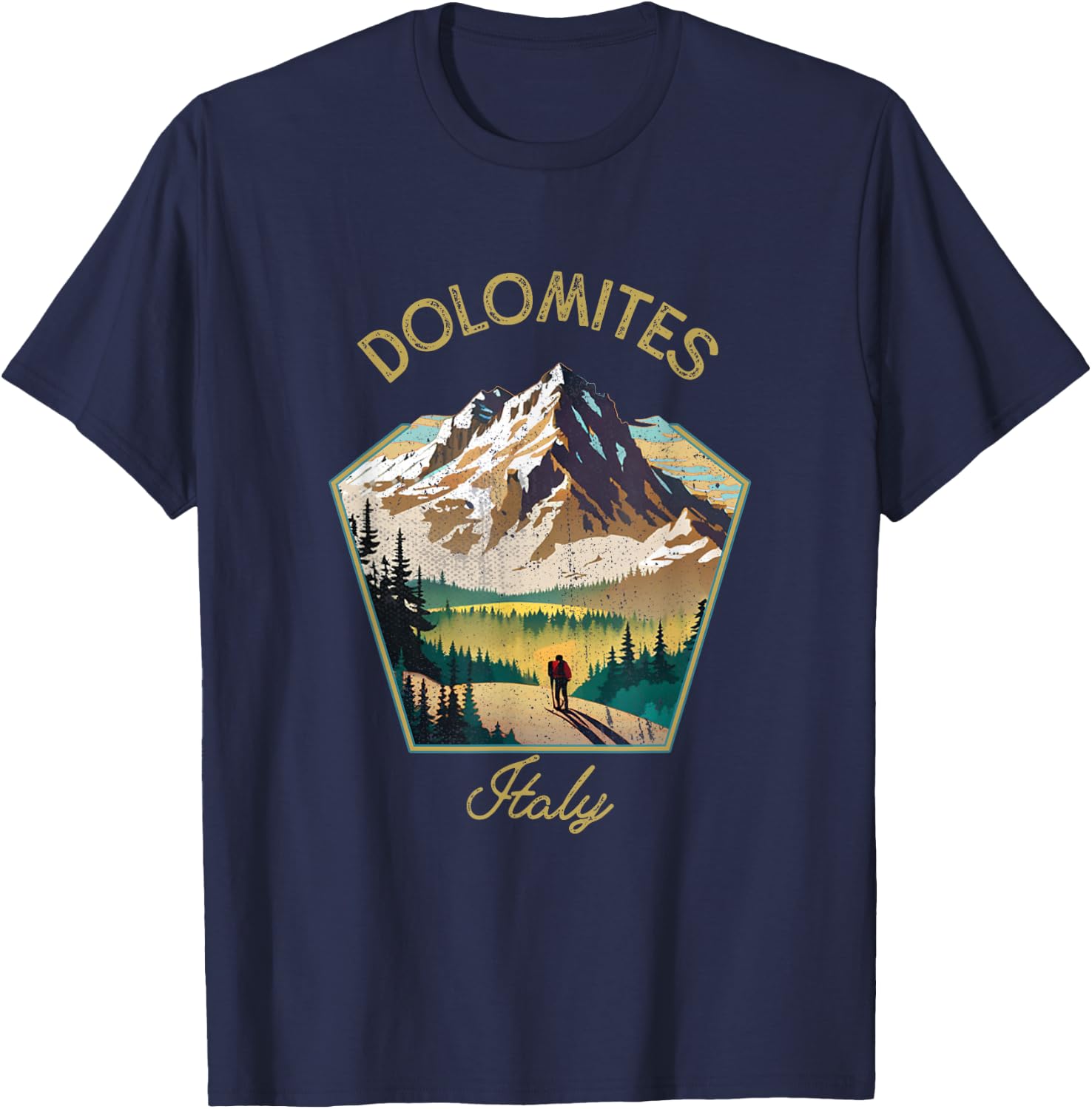 Dolomites Retro Clothing - Dolomites Souvenir T-Shirt - T-Shirt | Navy