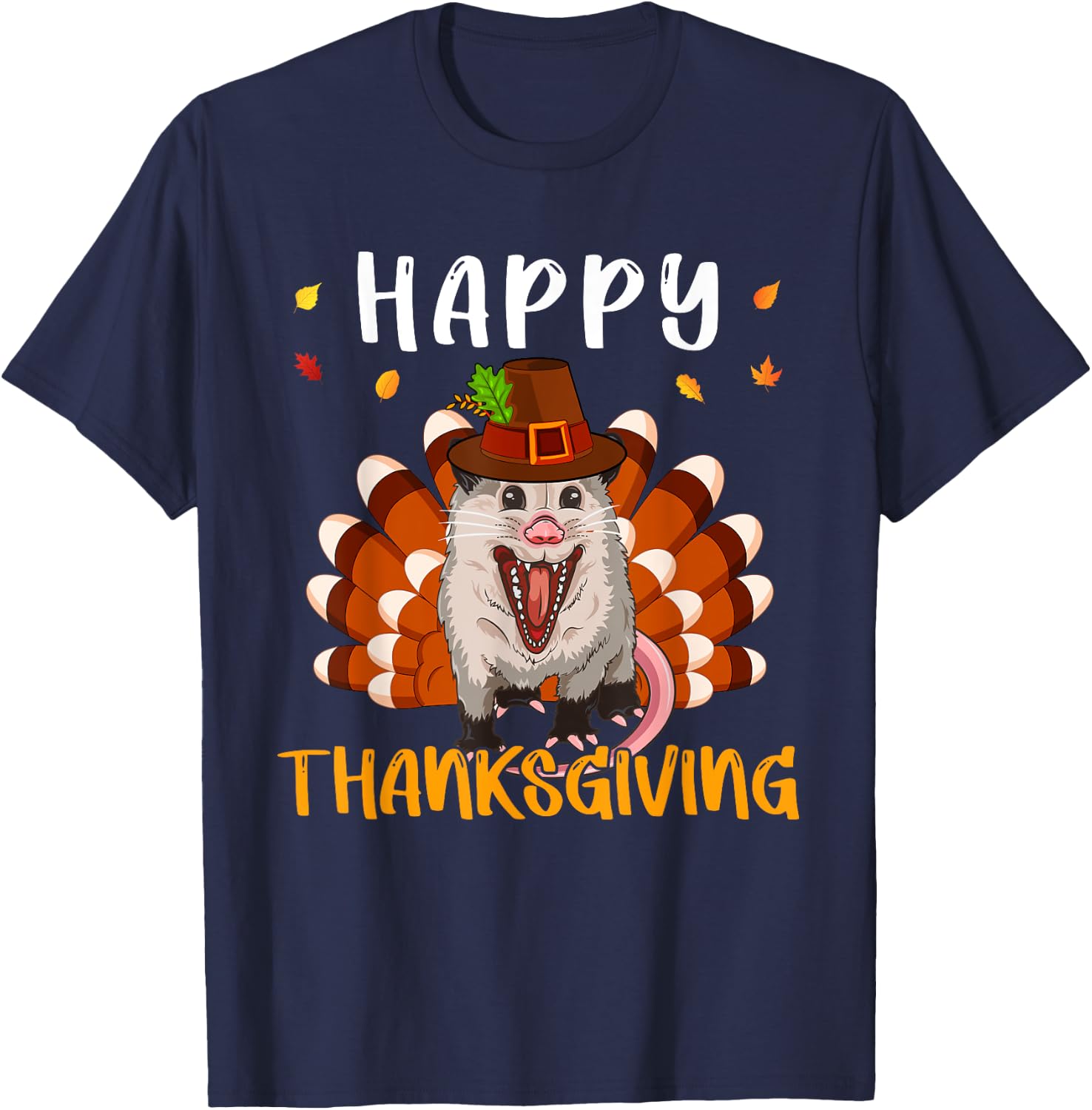 Thanksgiving Possum As Turkey Matching Kid Toddler Family T-Shirt - T-Shirt | Navy