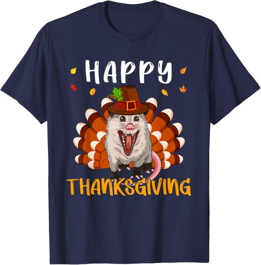 Thanksgiving Possum As Turkey Matching Kid Toddler Family T-Shirt - T-Shirt | Navy