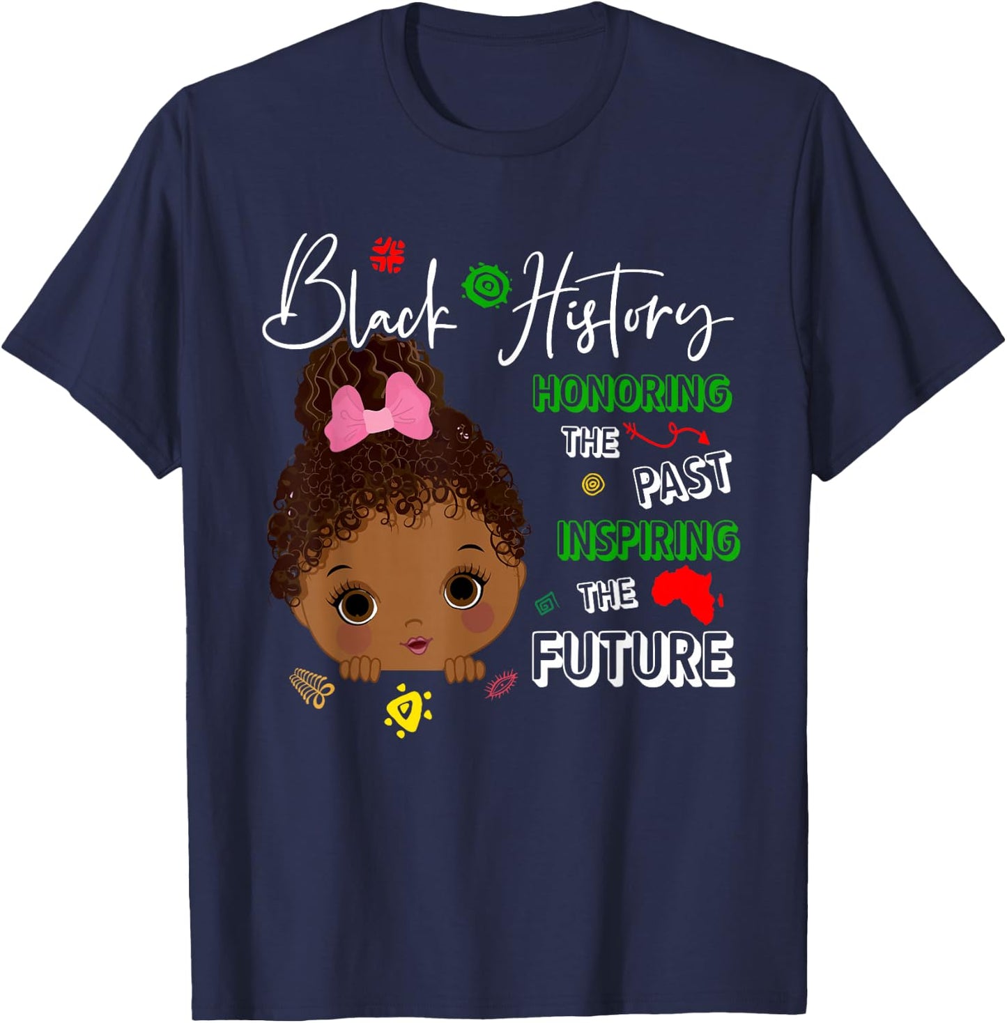 Honoring Past Black History African American Kids Girl T-Shirt - T-Shirt | Navy