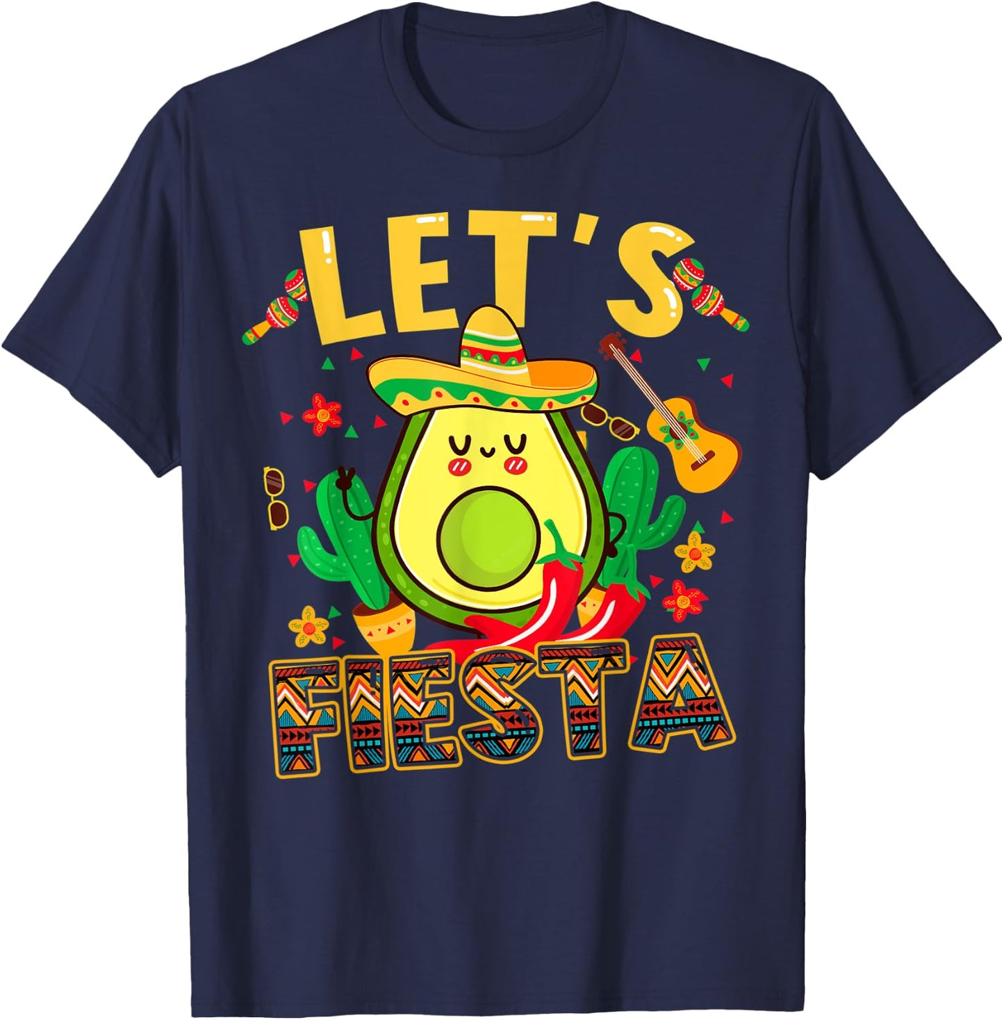 Funny Cinco De Mayo Lets Fiesta Avocado Kids Toddler Women T-Shirt - T-Shirt | Navy