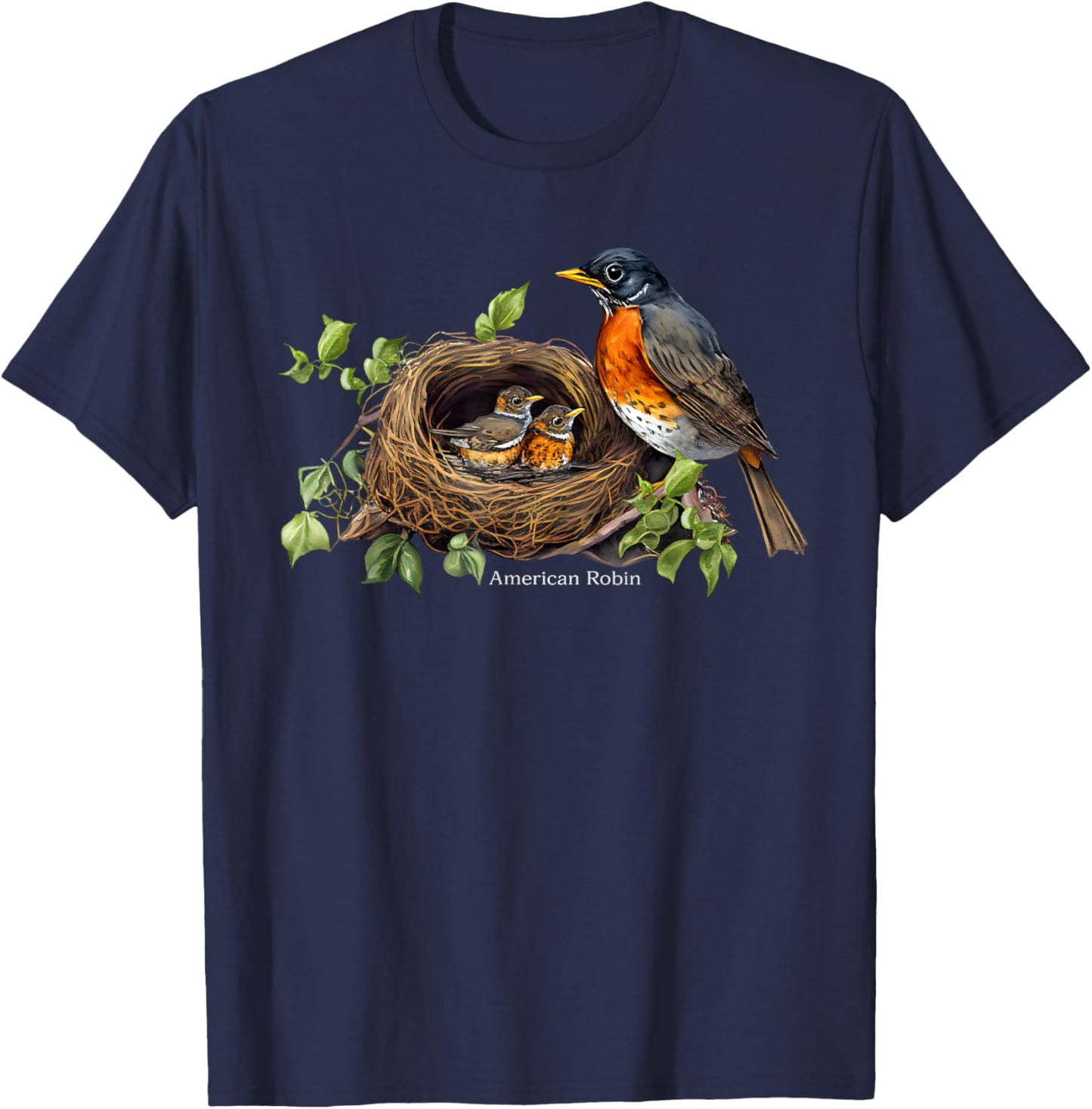Backyard Bird Watching Watchers American Robin Birder T-Shirt - T-Shirt | Navy