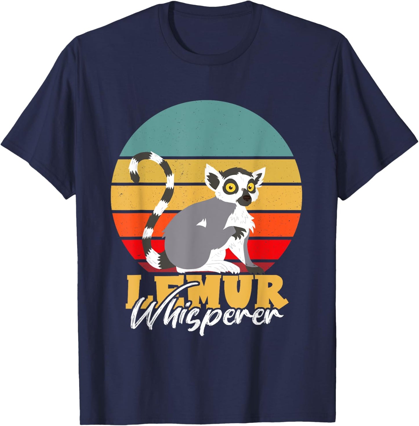 Retro Lemur Whisperer Madagascar Animal Cute Lemur Monkey T-Shirt - T-Shirt | Navy