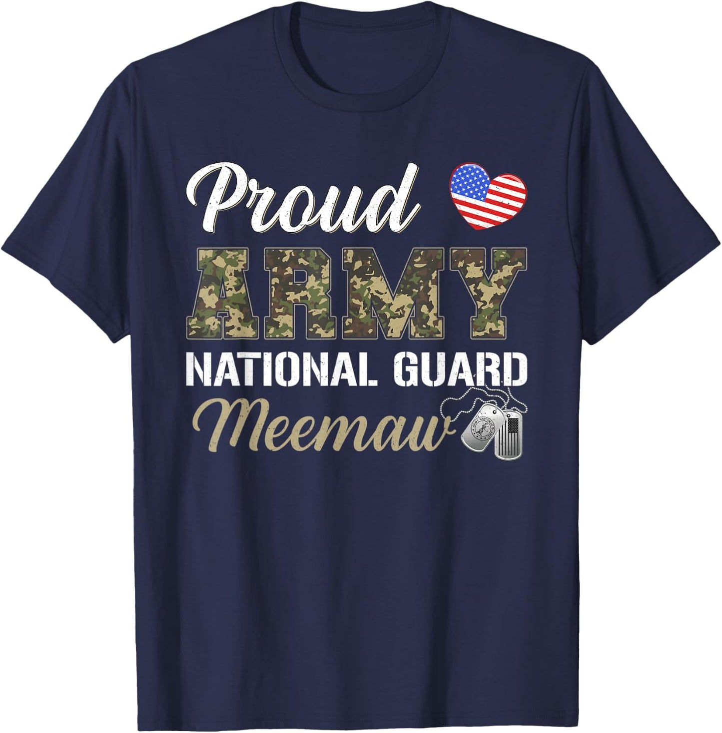 Retro Proud Army National Guard Meemaw Military Pride Outfit T-Shirt - T-Shirt | Navy