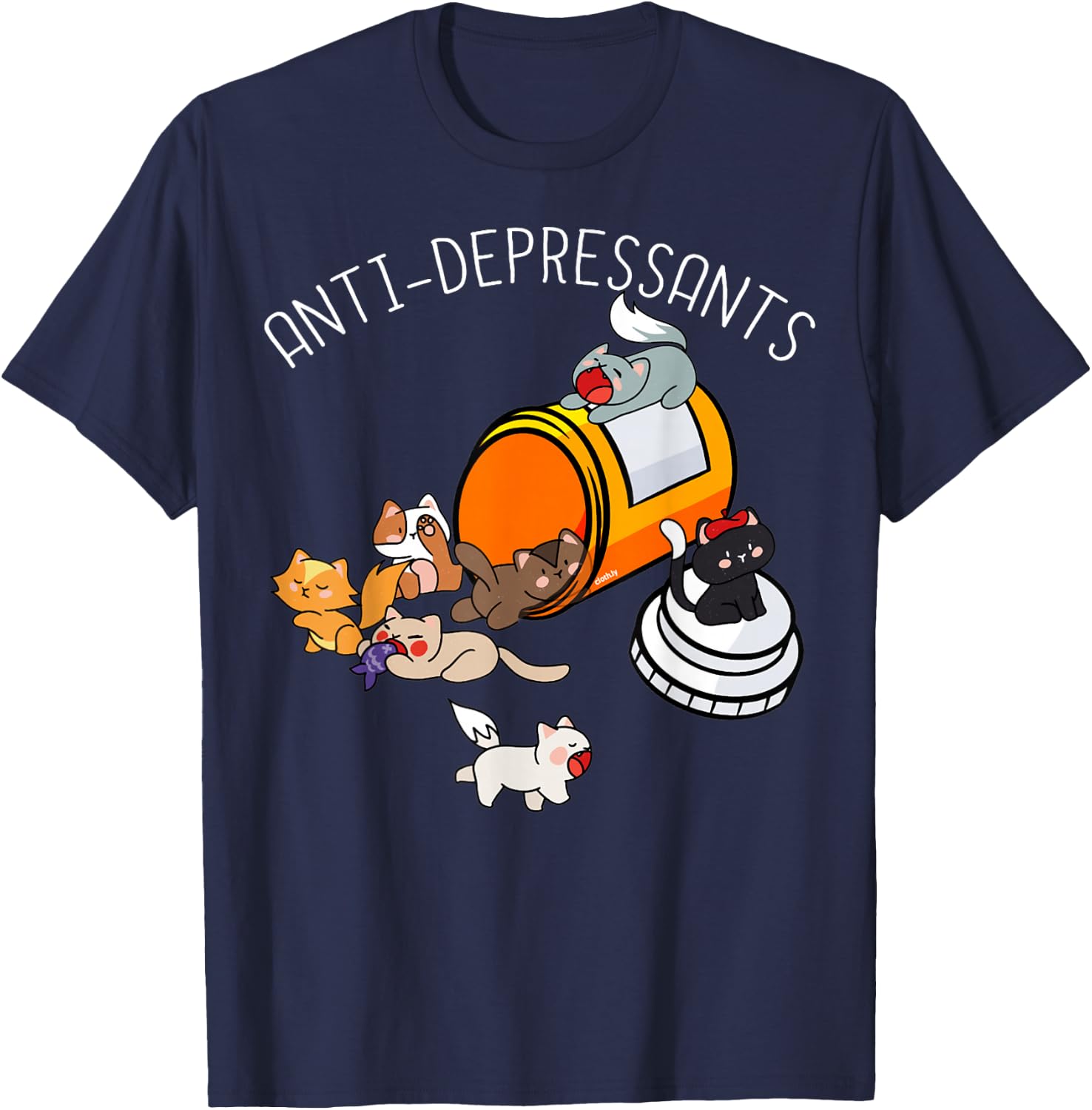 Medicine For Happiness Kittens Antidepressants Cats Costume T-Shirt - T-Shirt | Navy