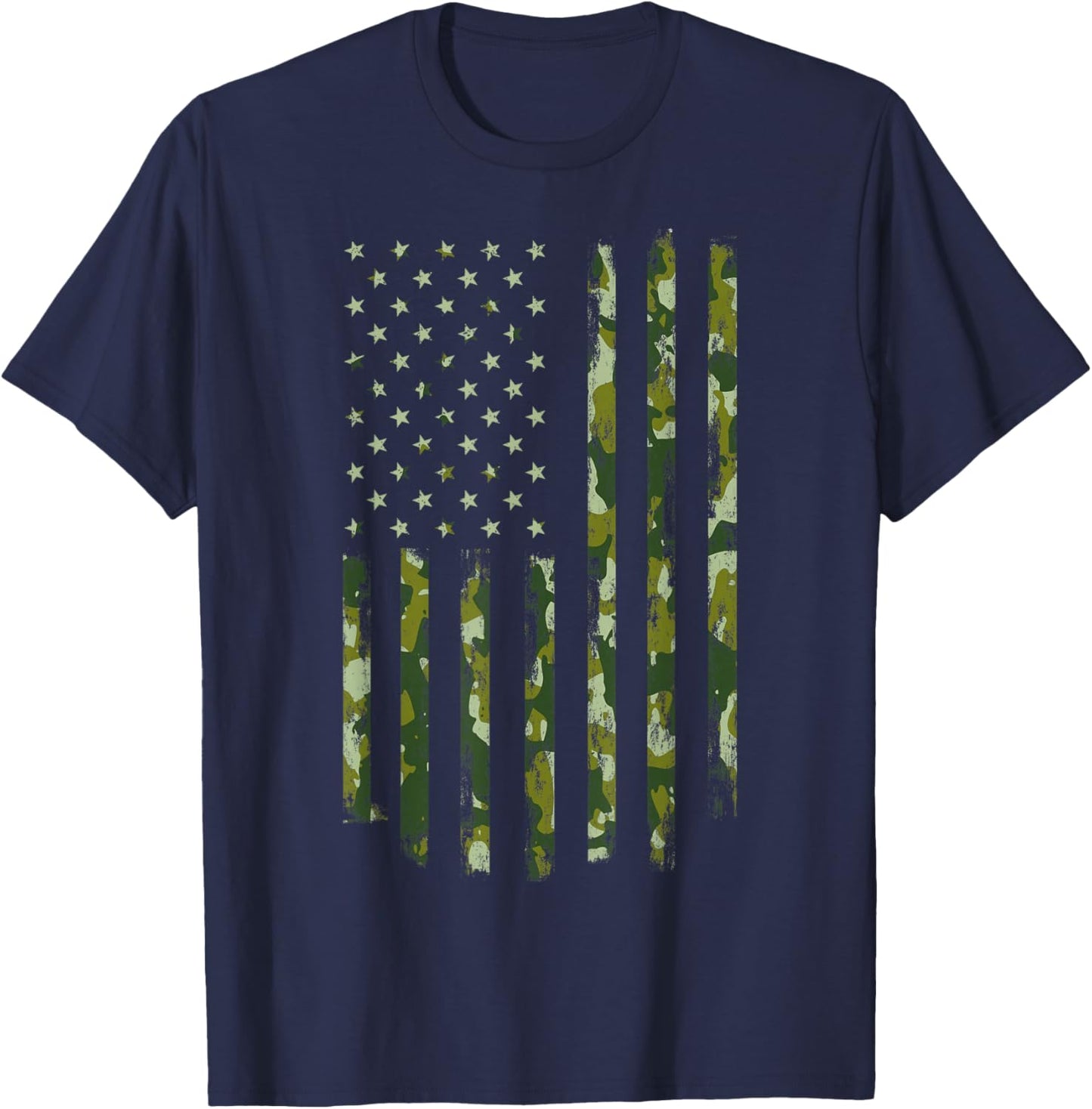 Camo American Flag USA Camouflage Men Boys Women Girls Kids T-Shirt - T-Shirt | Navy