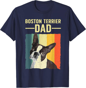 Cool Boston Terrier Art Dad Boston Terrier Dog Lover T-Shirt - T-Shirt | Navy