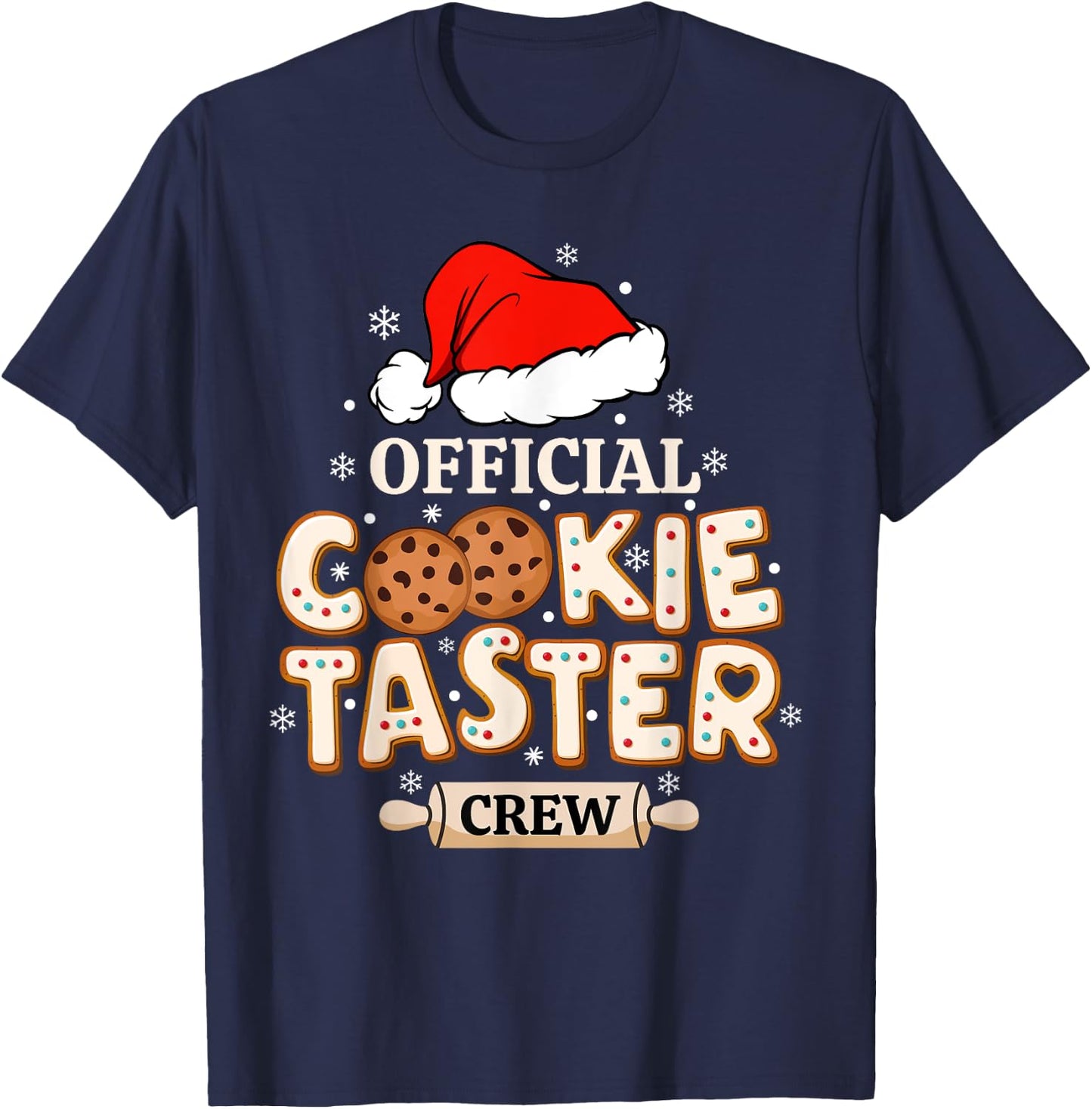 Official Cookie Taster Crew, Funny Christmas Baking Team T-Shirt - T-Shirt | Navy