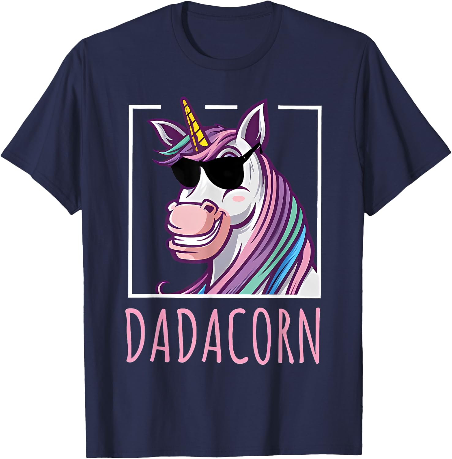 Fathers Day Gift Unicorn Dad Shirt Funny Dadacorn Men T-Shirt - T-Shirt | Navy