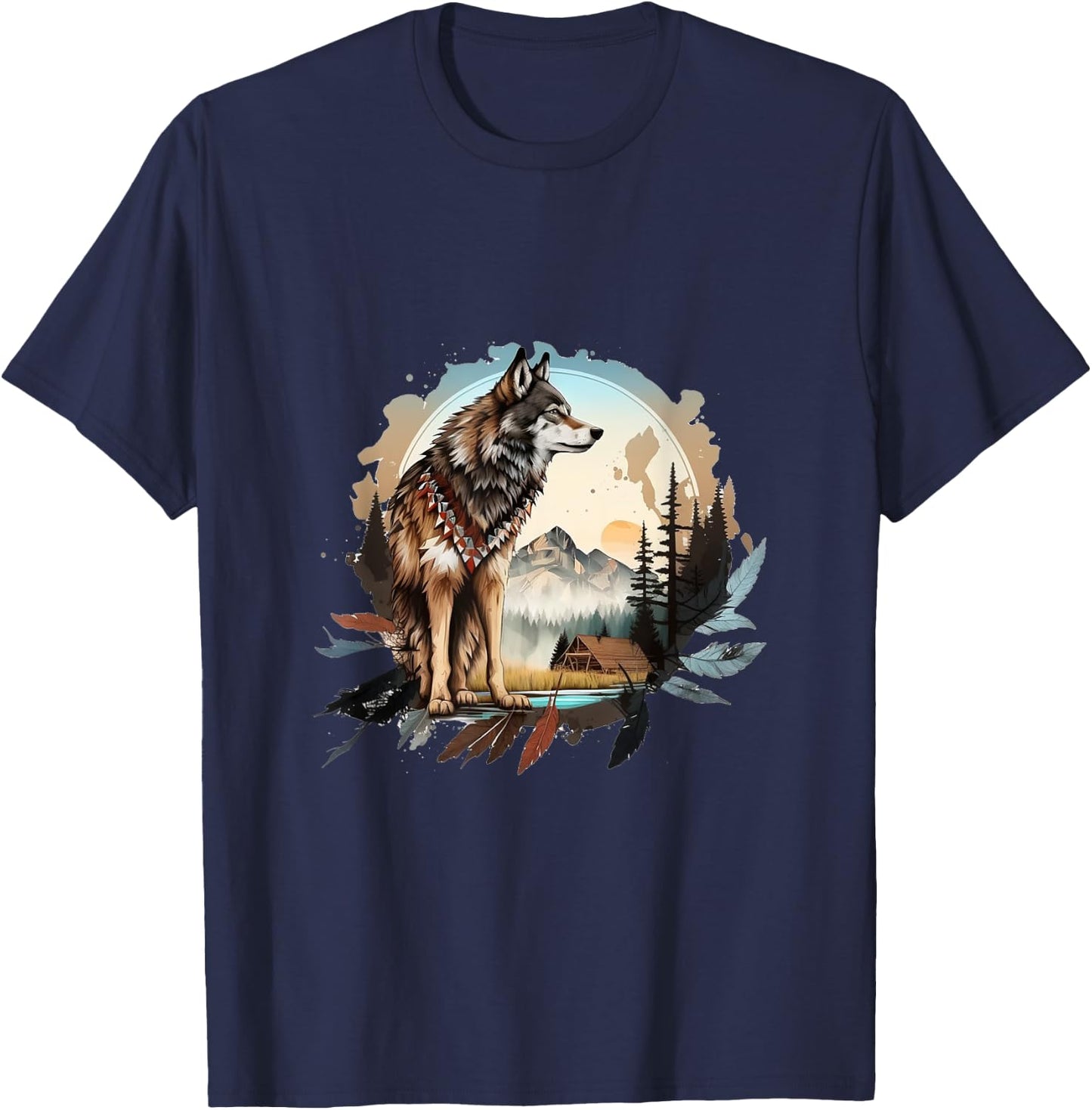 The Mountain Native Wolf Spirit T-Shirt - T-Shirt | Navy