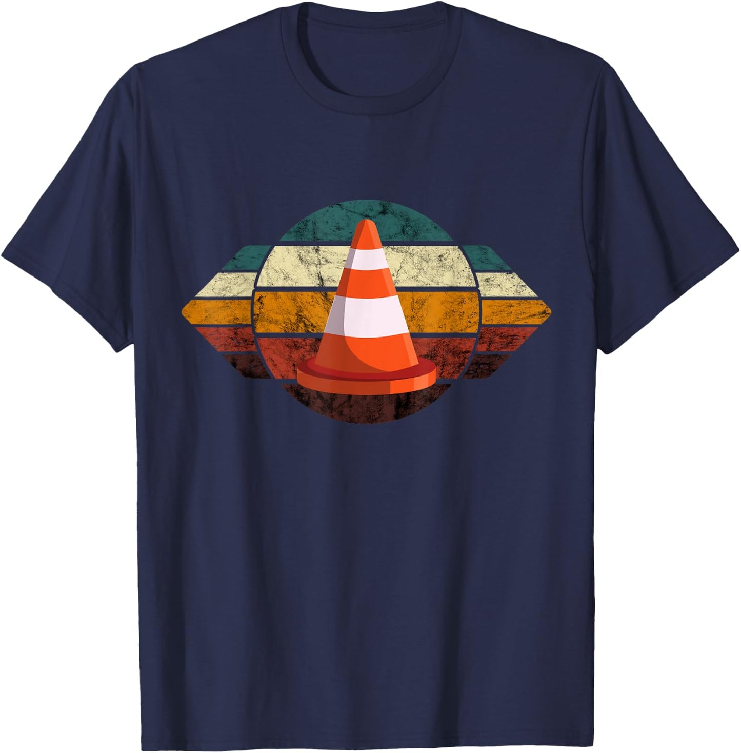 Traffic Cone Costume Retro Safety Cone Vintage Traffic Cone T-Shirt - T-Shirt | Navy