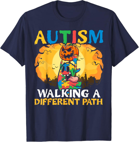 Autism Halloween Puzzle Trick Or Treat Autism Awareness T-Shirt - T-Shirt | Navy