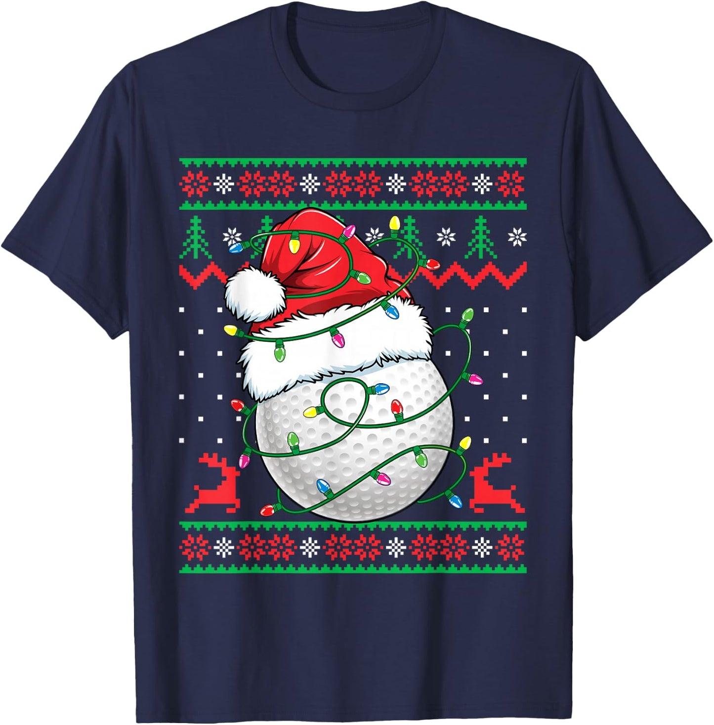 Funny Golf Ugly Christmas Sweater Golfing T-Shirt - T-Shirt | Navy