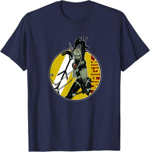Marvel X-Men Magik Wielding Swords Vintage Circle Portrait T-Shirt - T-Shirt | Navy