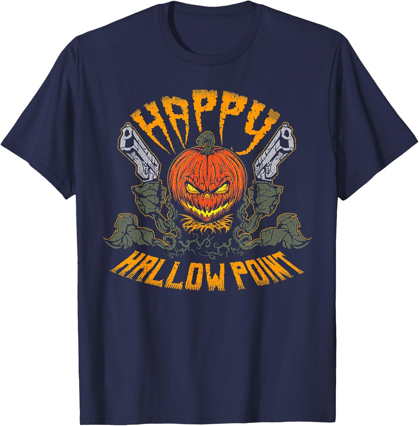 Happy Hallow Point Pumpkin Gun T-Shirt - T-Shirt | Navy