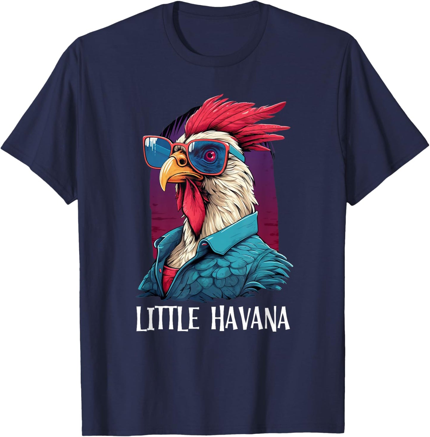 Little Havana Cuban Style, Funny Rooster 305 Miami Souvenir T-Shirt - T-Shirt | Navy
