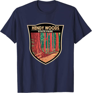 Hendy Woods State Park California Badge Vintage T-Shirt - T-Shirt | Navy