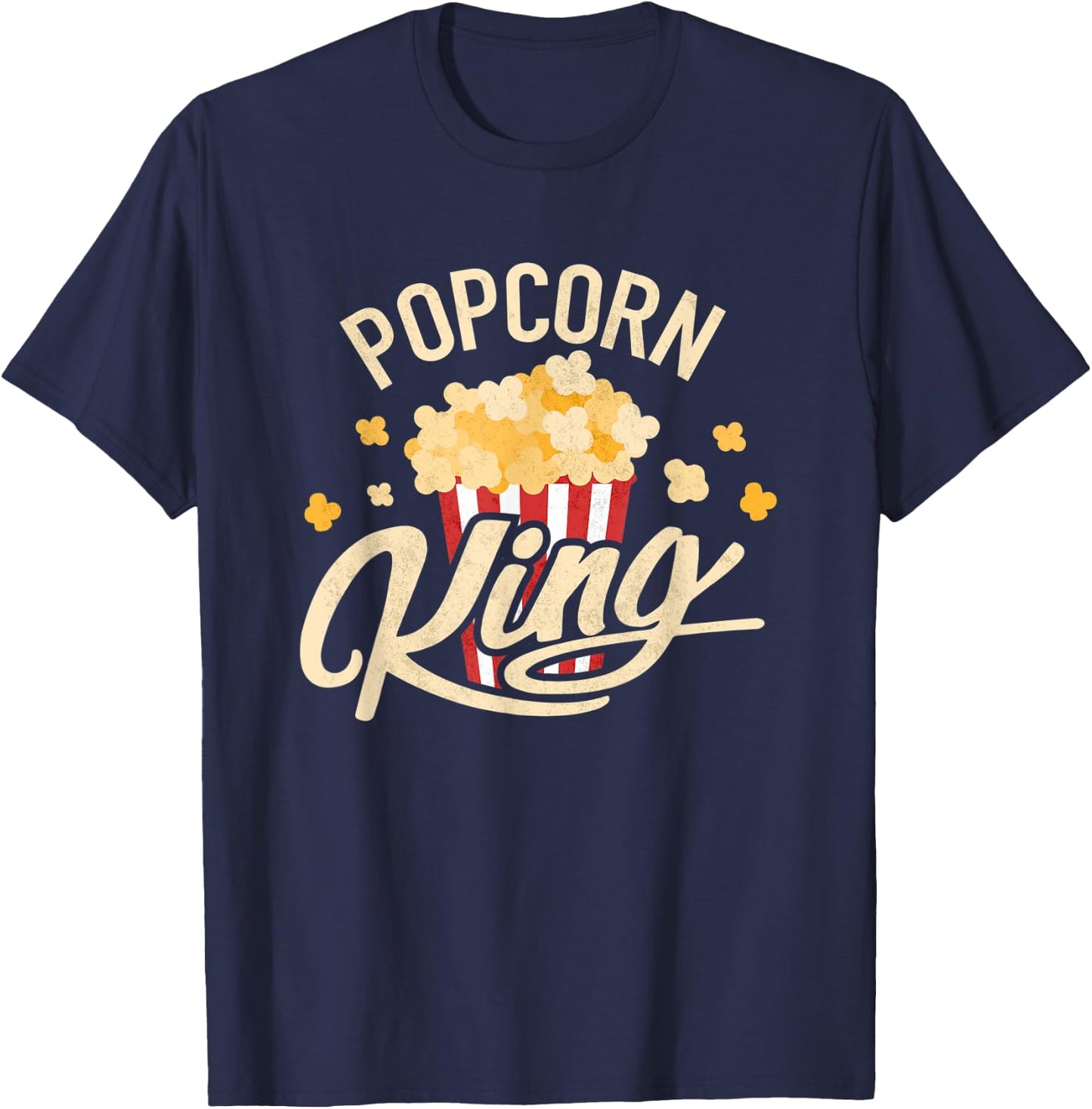 Funny Popcorn King Cute Snack Cinema Men Boys Kids Costume T-Shirt - T-Shirt | Navy
