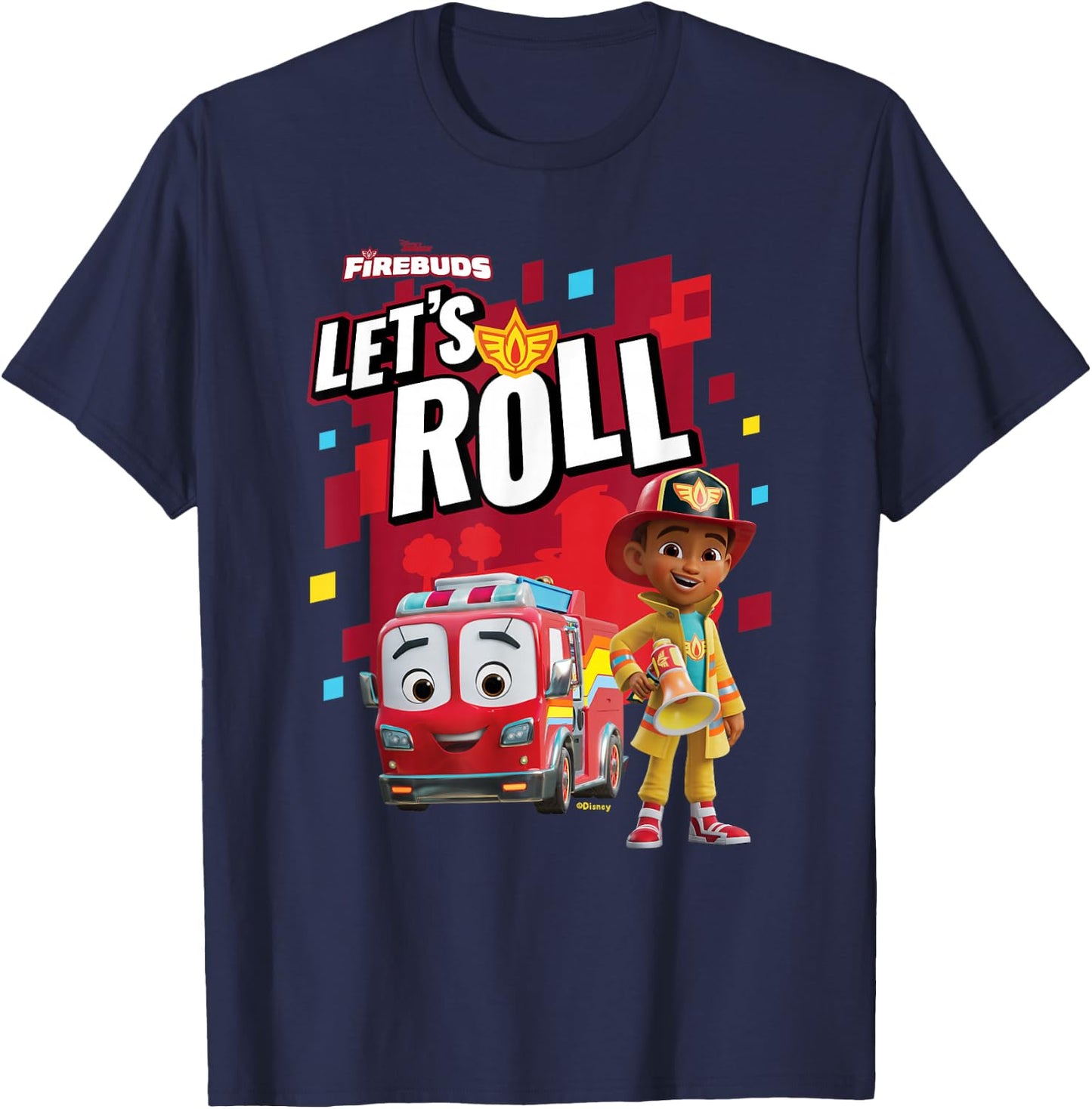 Disney Junior Firebuds Bo and Flash Fire Truck Let’s Roll T-Shirt - T-Shirt | Navy
