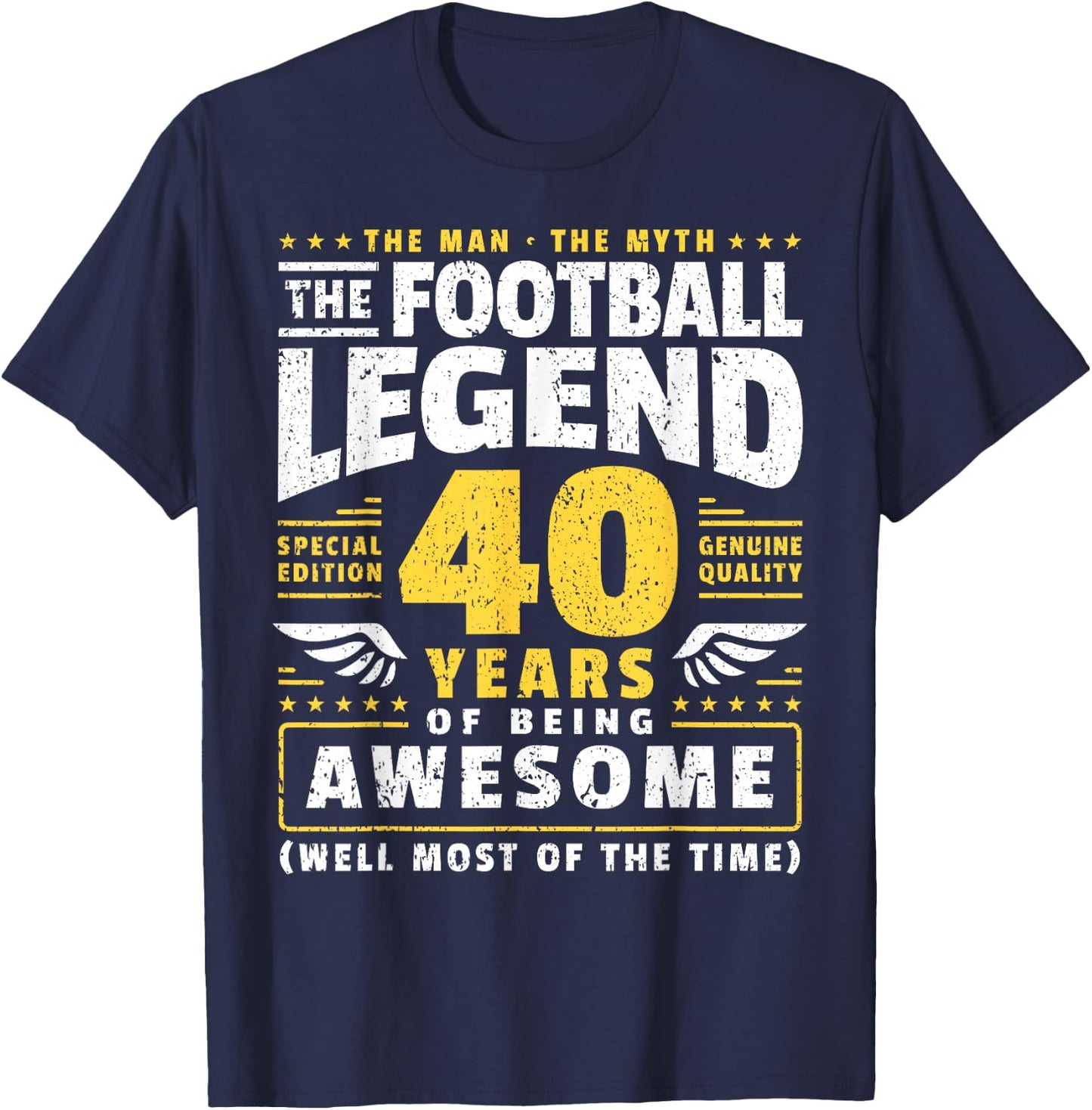 40th Birthday Football Player 40 Years Old T-Shirt - T-Shirt | Navy