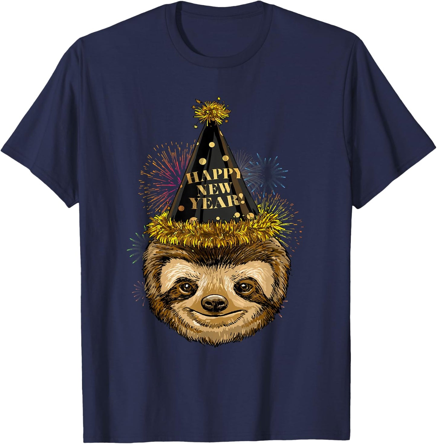 New Year Sloth New Year's Eve Party Countdown Sloth Lover T-Shirt - T-Shirt | Navy