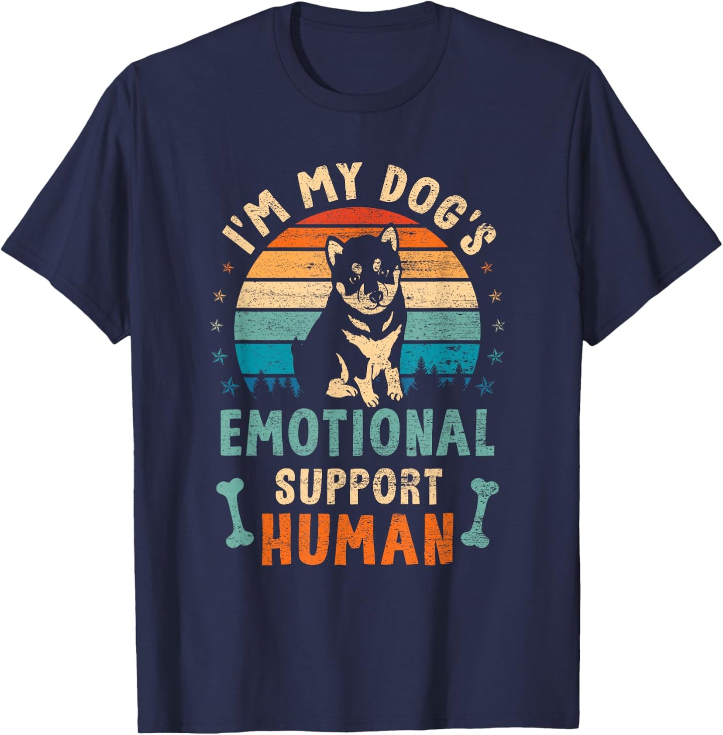 I'm My Dog's Emotional Supports Human Vintage Dog Lover T-Shirt - T-Shirt | Navy