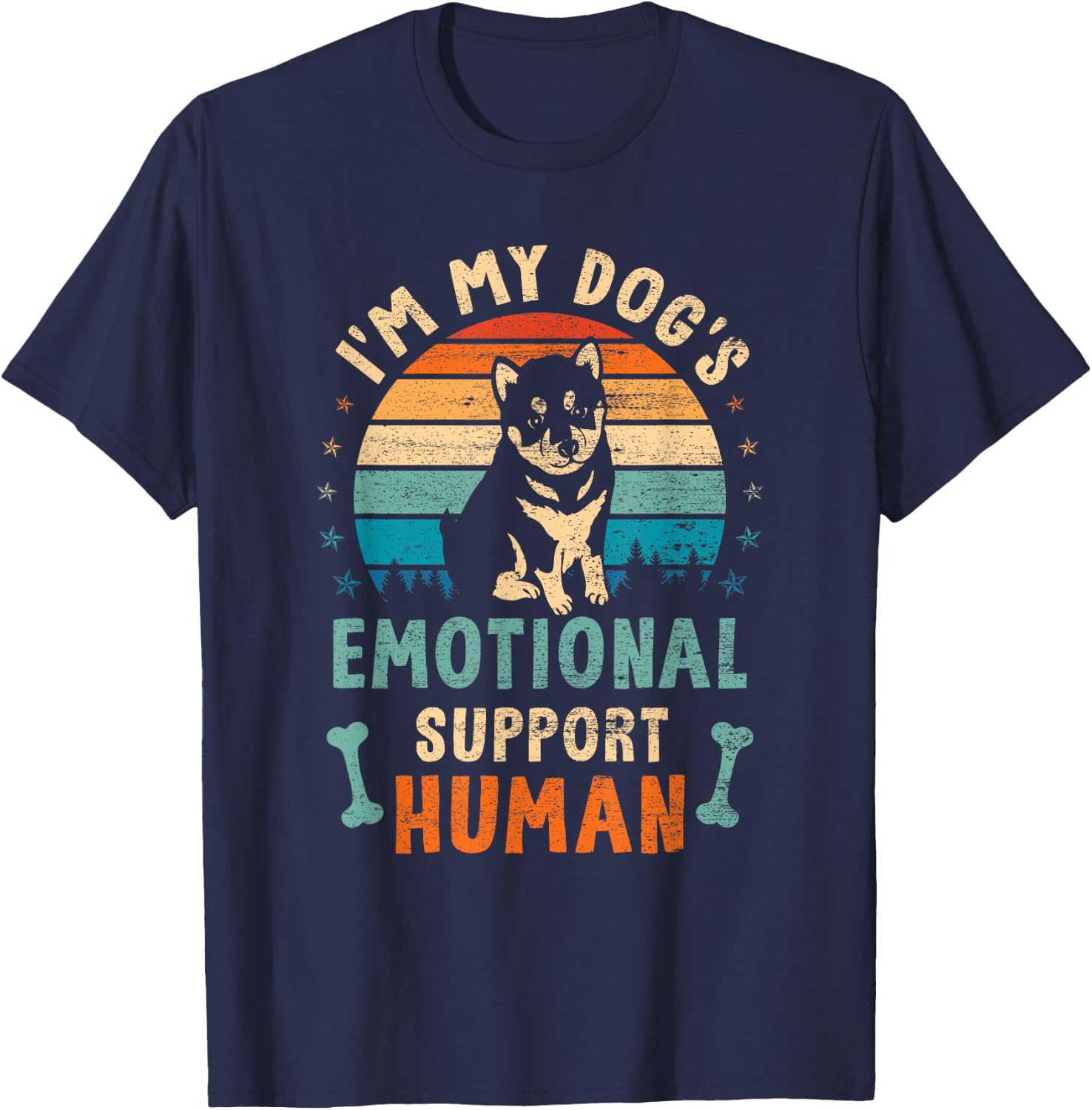 I'm My Dog's Emotional Supports Human Vintage Dog Lover T-Shirt - T-Shirt | Navy