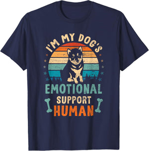 I'm My Dog's Emotional Supports Human Vintage Dog Lover T-Shirt - T-Shirt | Navy