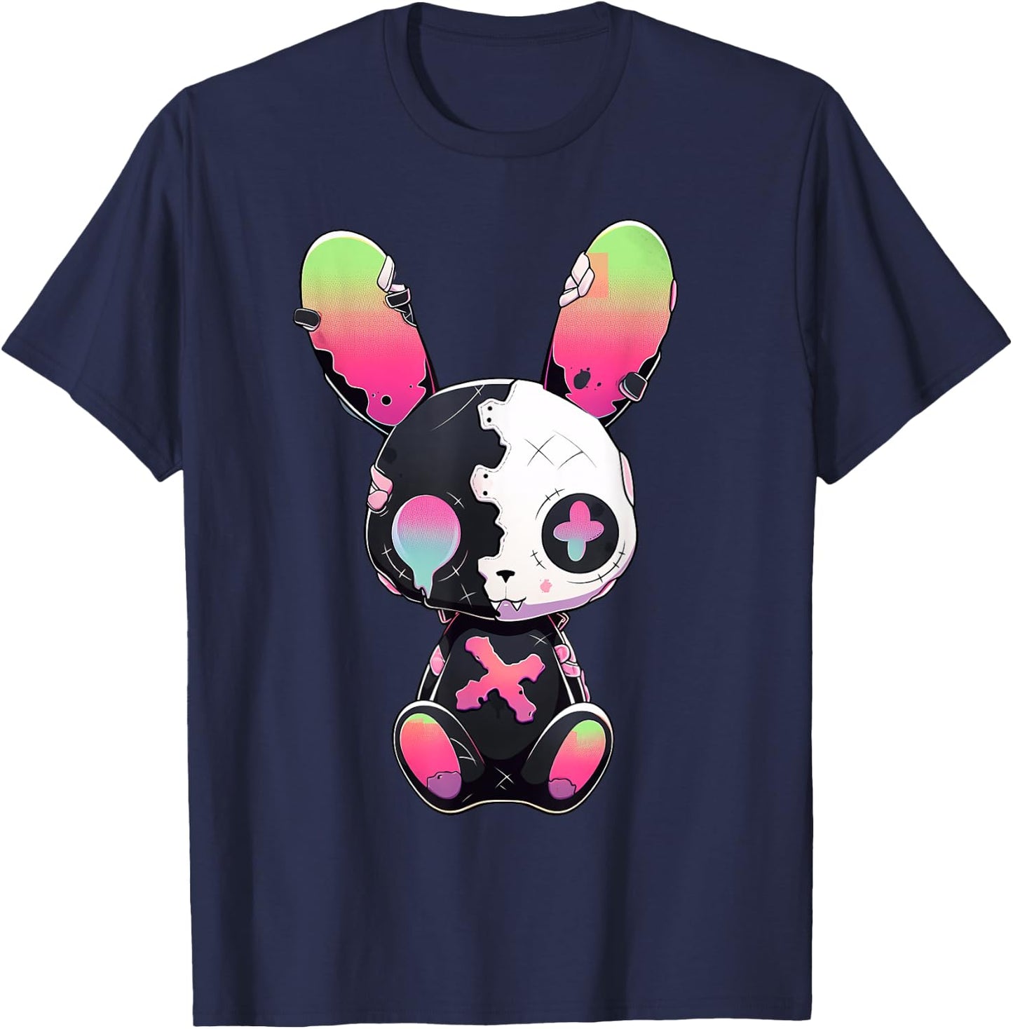 Goth Bunny Gothic Outfit Cute E-Girl Kawaii Rabbit Grunge T-Shirt - T-Shirt | Navy
