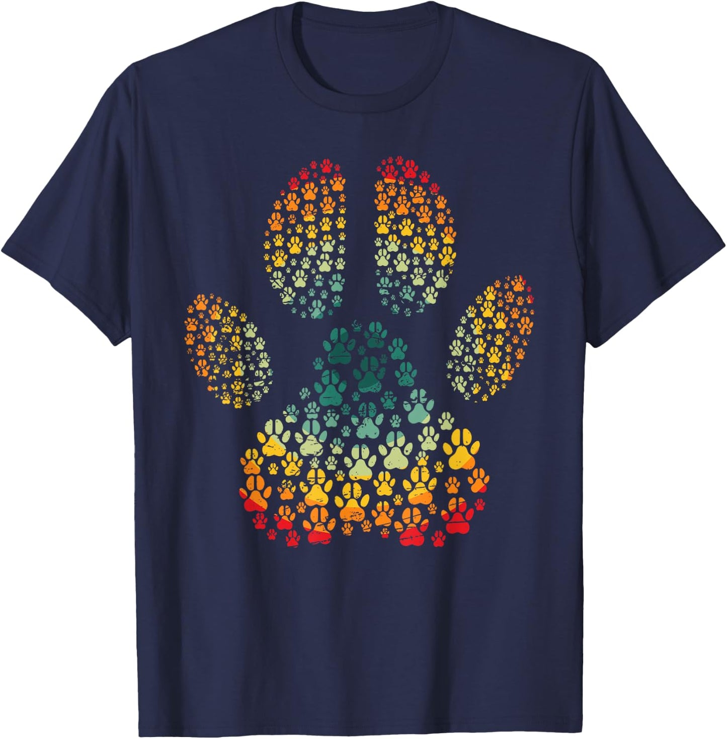 Vintage Dog Love Retro Paw Print Pet Lover Design for Dog T-Shirt - T-Shirt | Navy