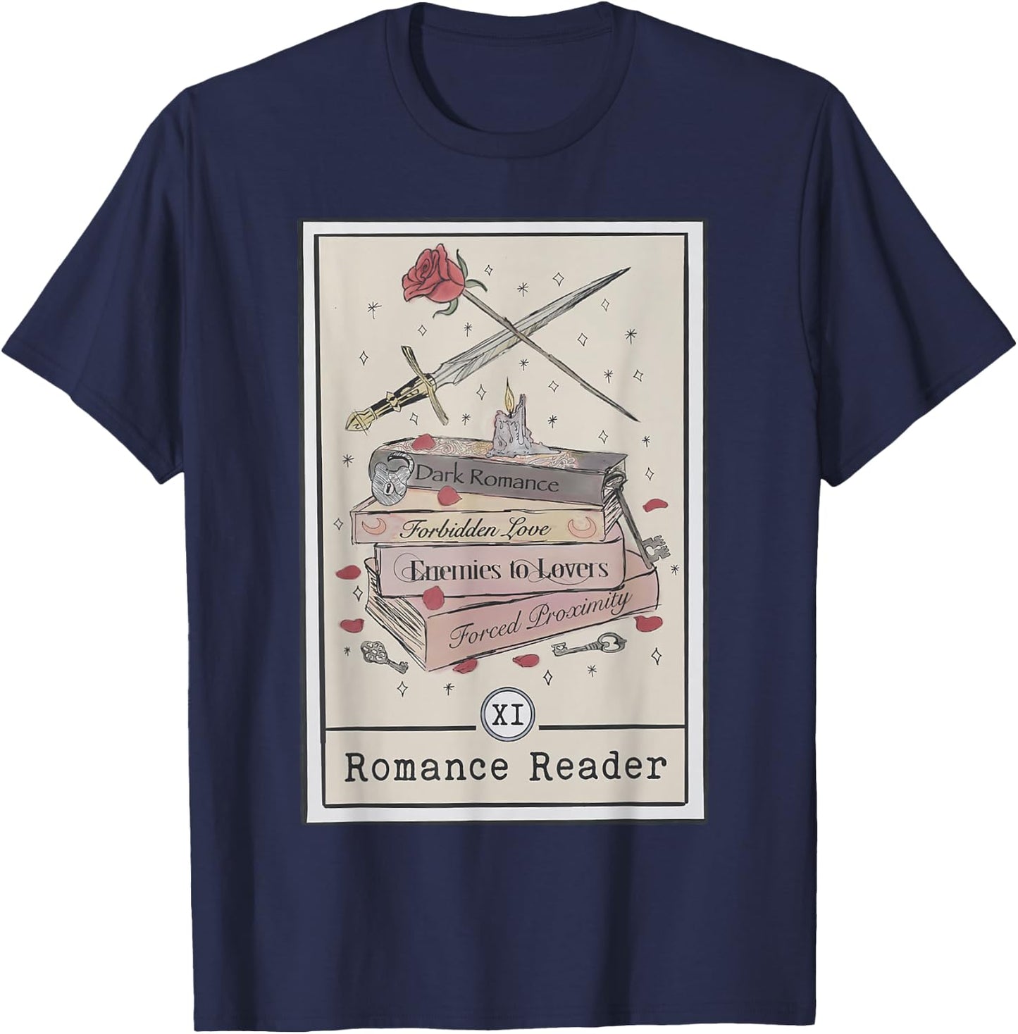 Dark Romance Reader Tarot Card Bookish Smut Reader Smutty T-Shirt - T-Shirt | Navy