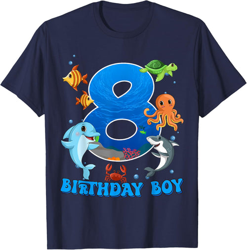 8th Birthday Party Ocean 8 Year Old Sea Fish Birthday Boy