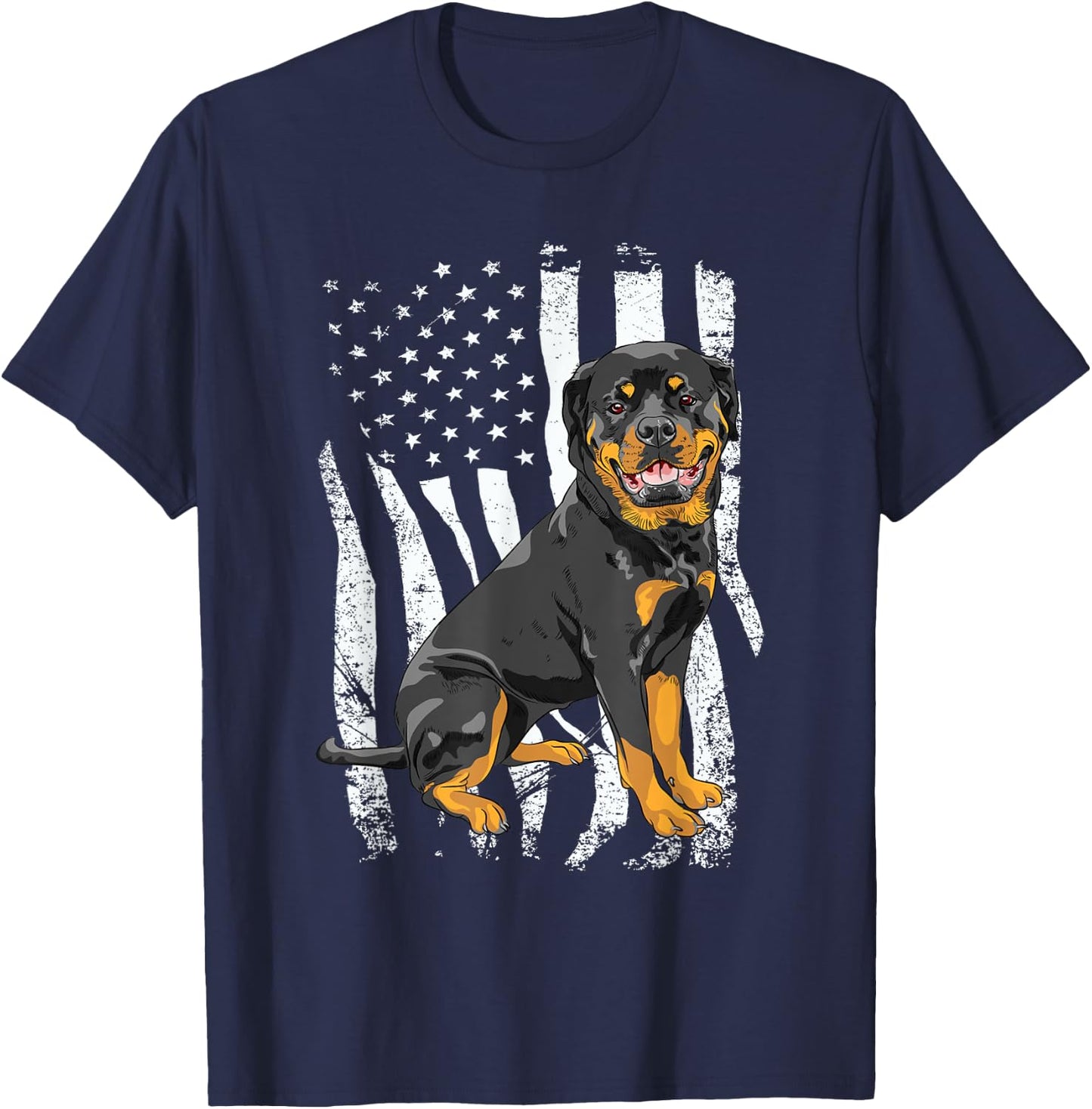 Rottweiler - USA American Flag Puppy Lover Dog Breeder T-Shirt - T-Shirt | Navy