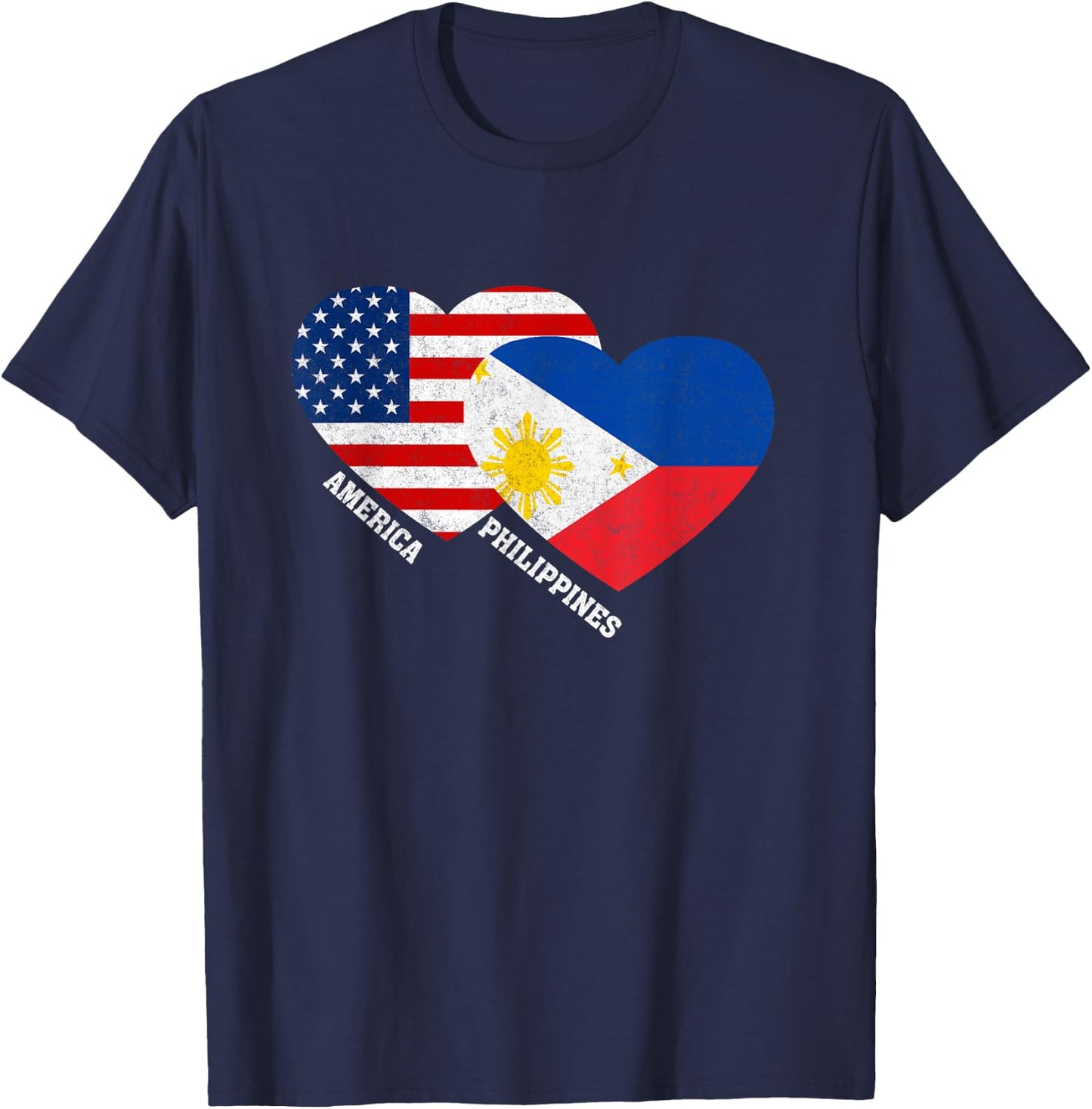 Philippines Flag Shirt Filipino American Pride Vintage T-Shirt - T-Shirt | Navy