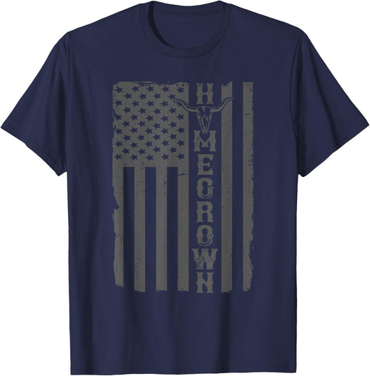 The Homegrown Stripe: Cowboy Edition American Flag T-Shirt - T-Shirt | Navy