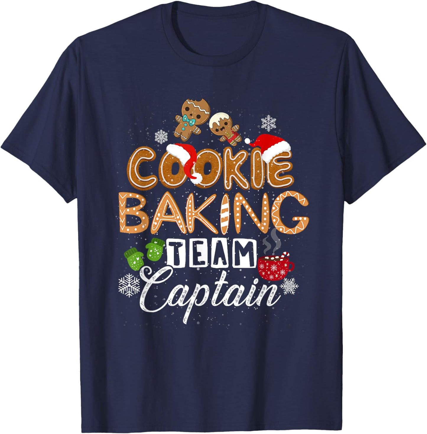family winter santa Christmas cookie baking team captain T-Shirt - T-Shirt | Navy