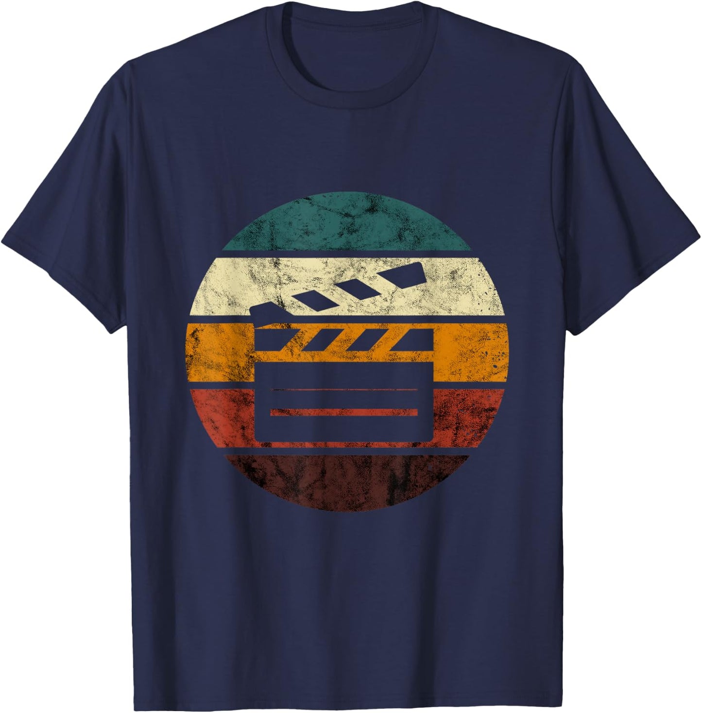 Clapboard Filmmaking Retro Cinematography Vintage Filmmaker T-Shirt - T-Shirt | Navy