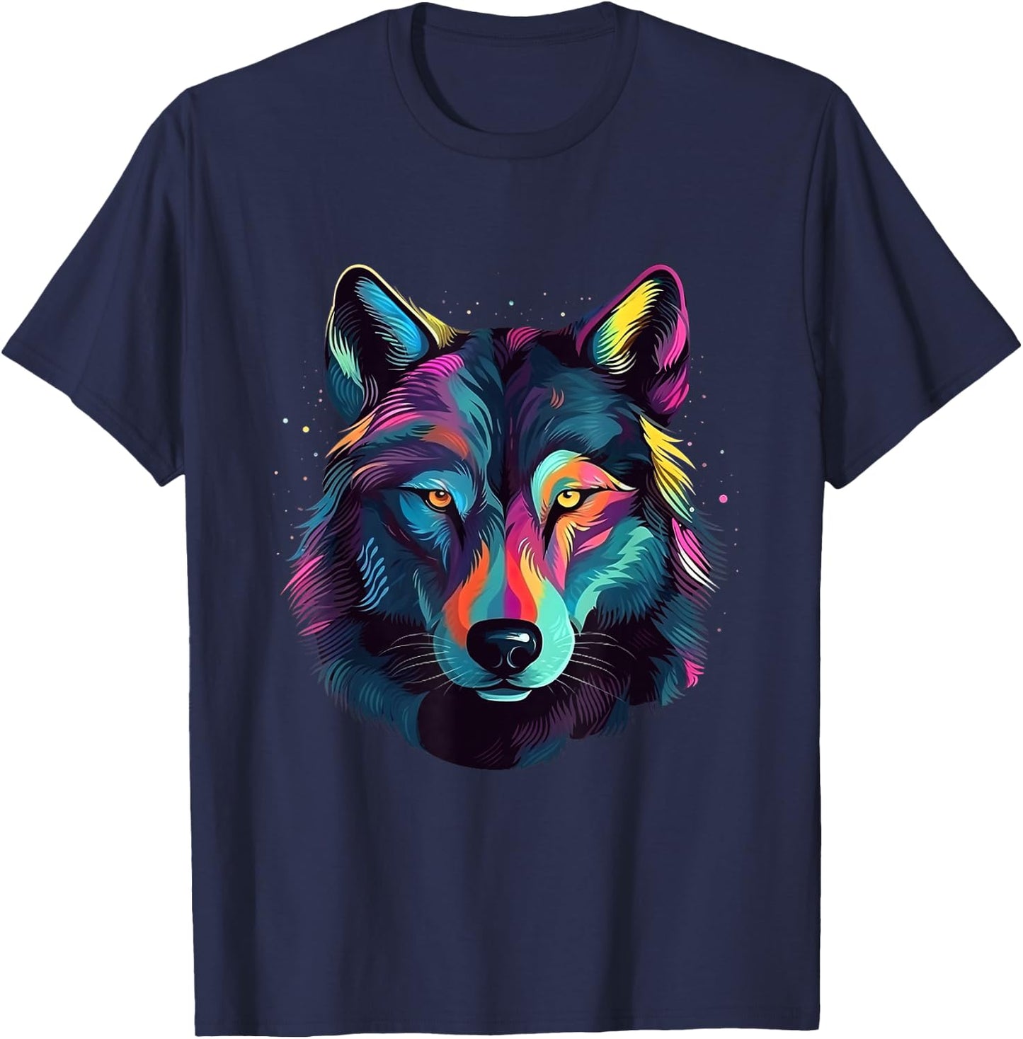 Wolf Pop Art Colorful Art Wolf Lover T-Shirt - T-Shirt | Navy