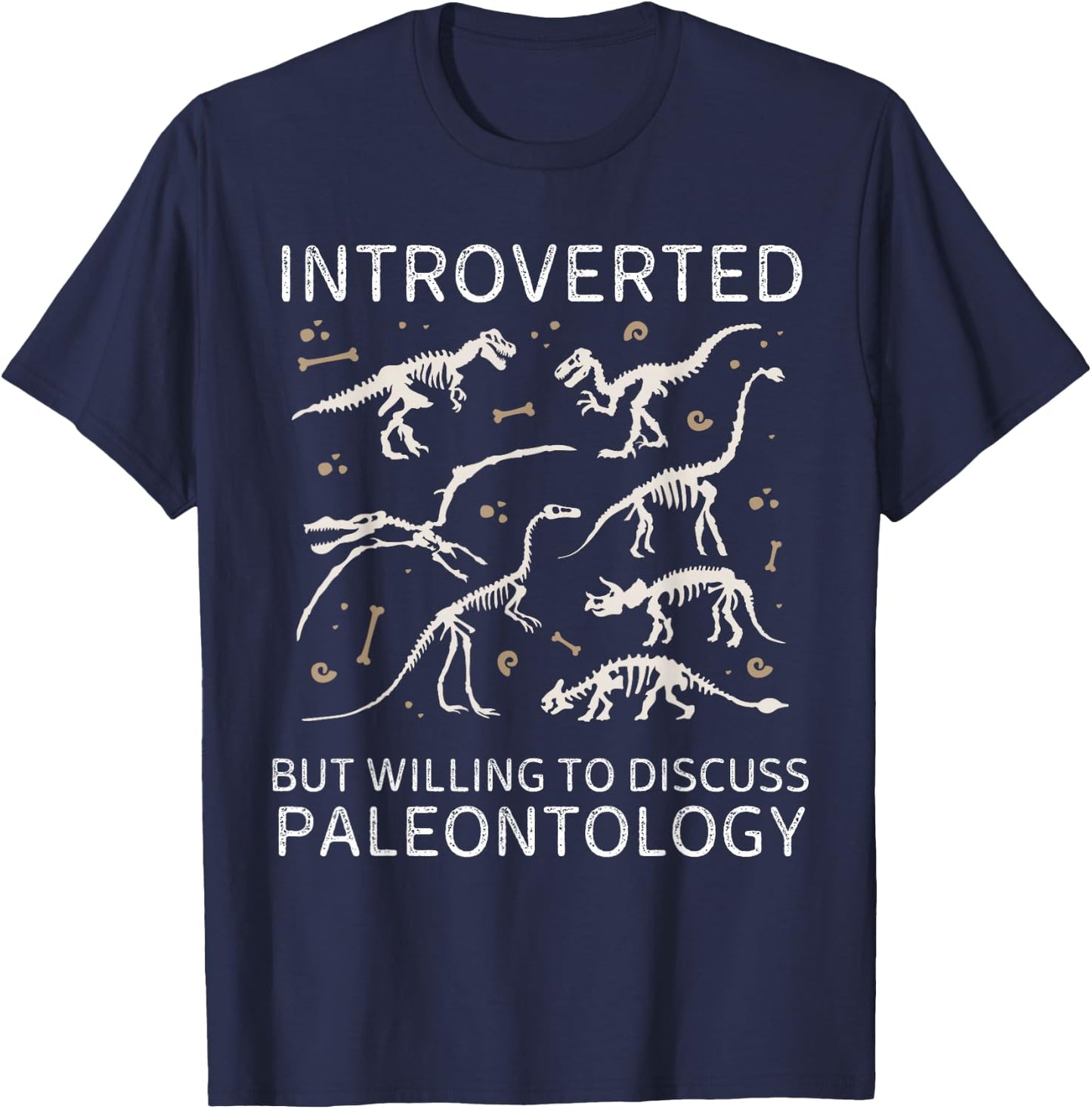 Vintage Introverted But Willing To Discuss Paleontology T-Shirt - T-Shirt | Navy